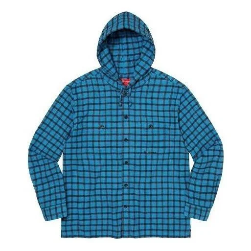 Supreme Mini Plaid Hooded Shirt 'Blue Black' SUP-SS22-171 - 1