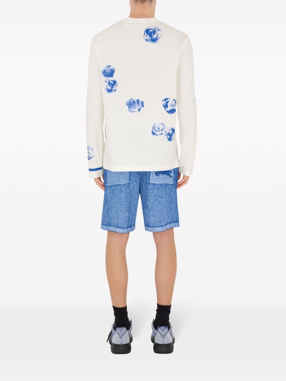 Equestrian Knight-appliquÃ© linen shorts - 3