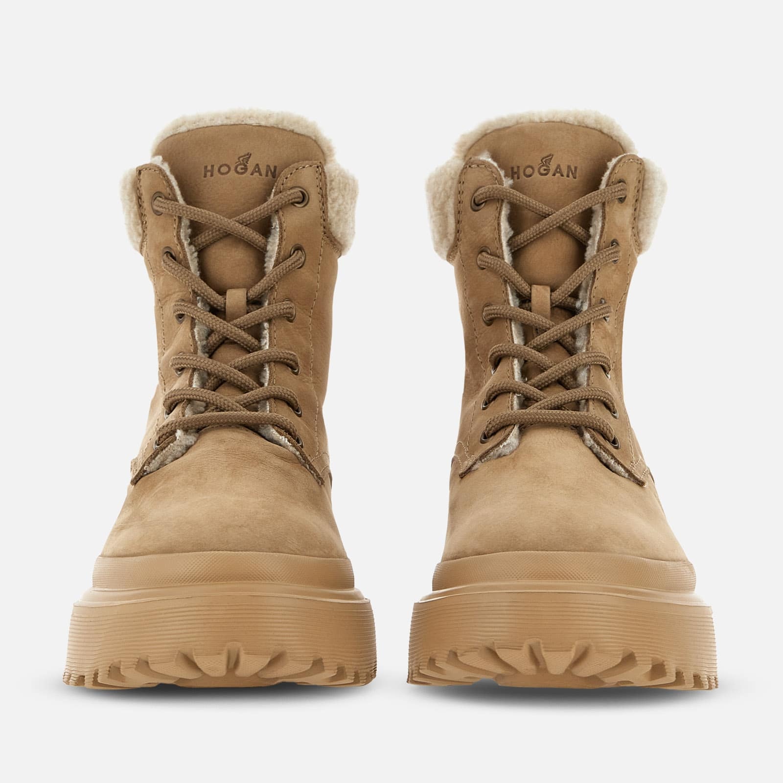 Combat Boots Hogan H619 Beige Brown - 5