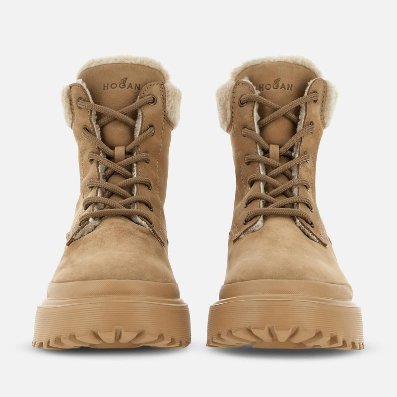 Combat Boots Hogan H619 Beige Brown 5