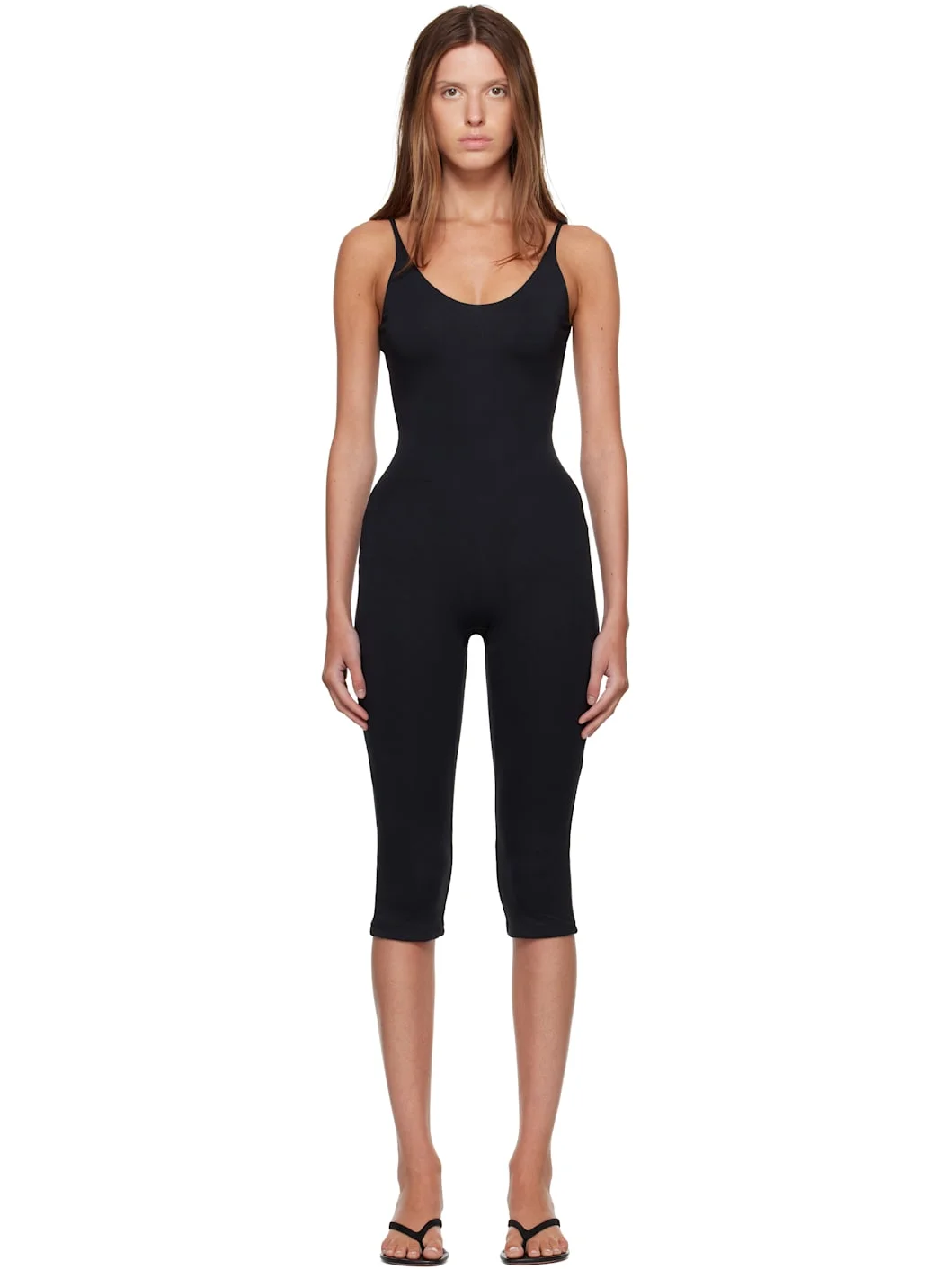 Black Smooth Layers Capri Catsuit - 1