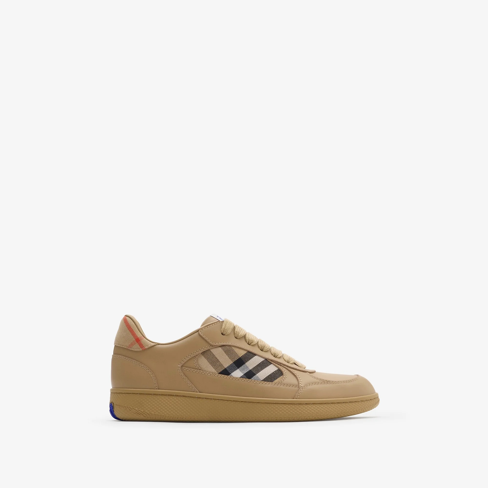Leather and Check Terrace Sneakers - 1