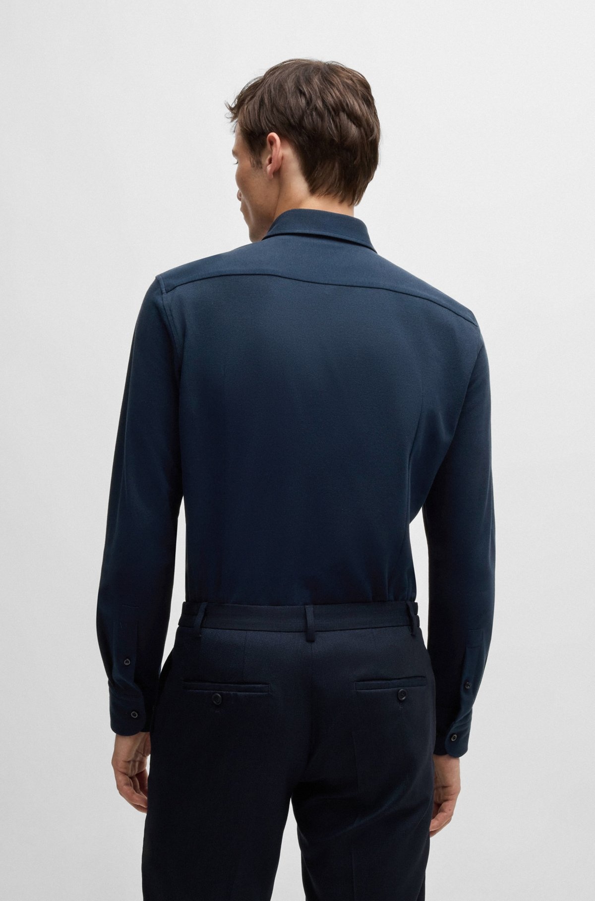 SLIM-FIT SHIRT IN COTTON-PIQUÉ JERSEY - 5