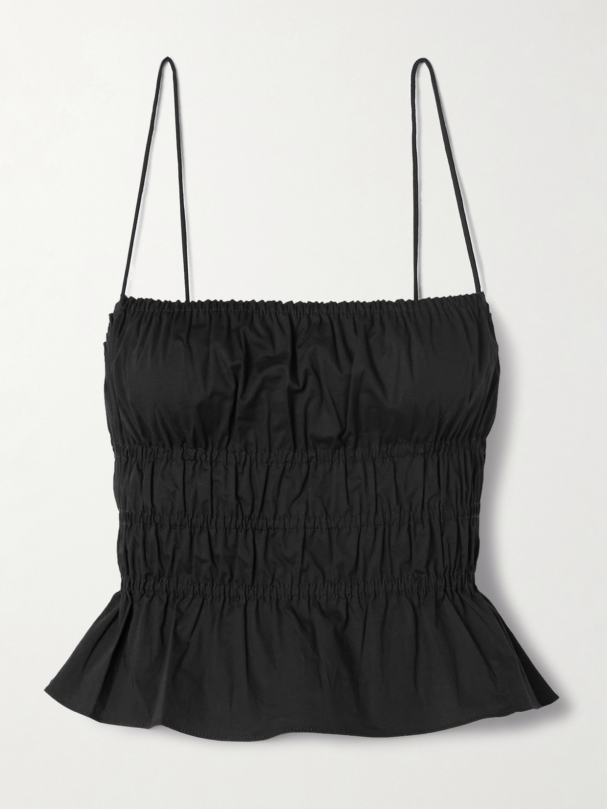 Ayla Shirred Cotton-blend Poplin Peplum Top - 1