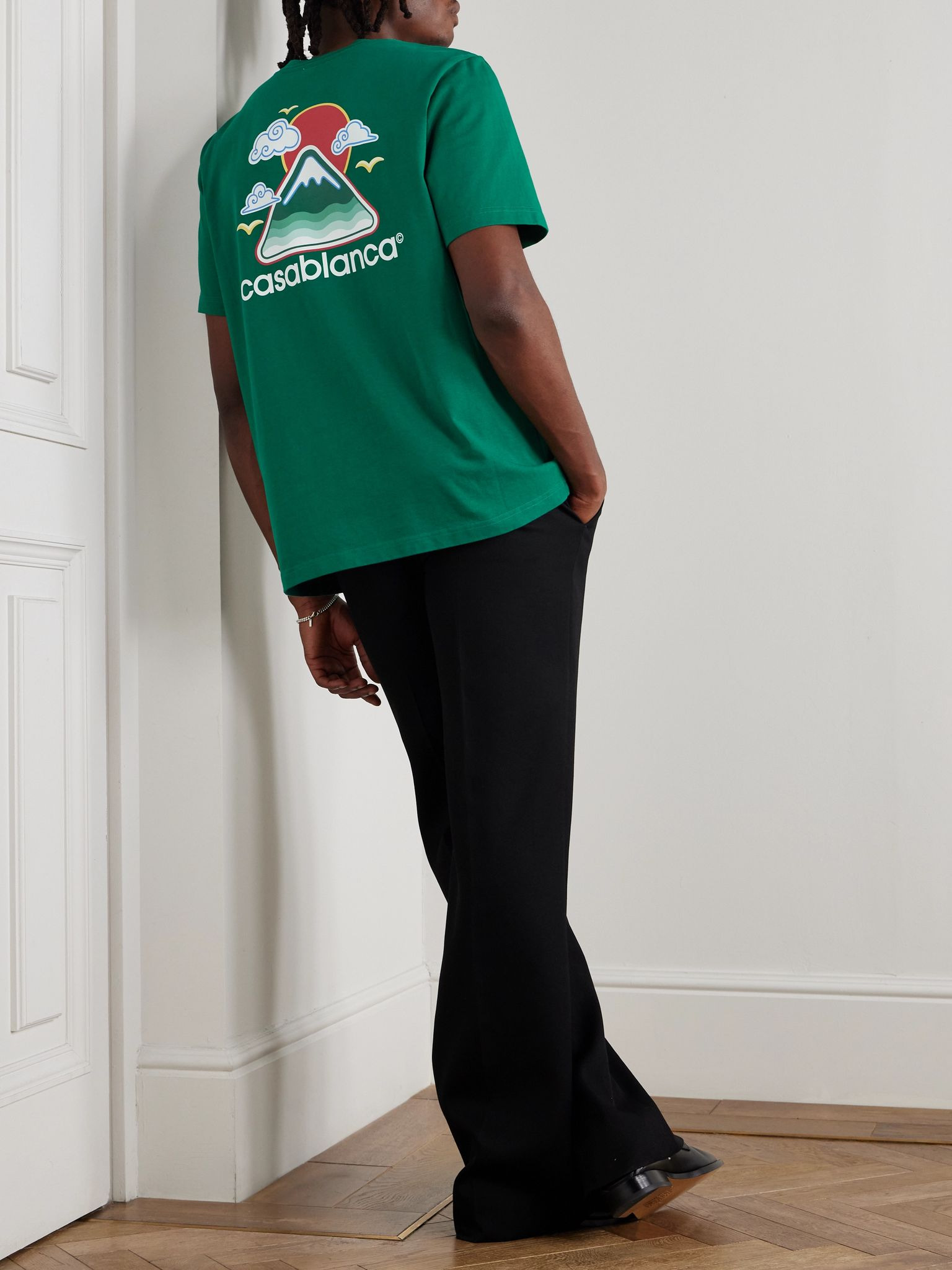 Montagne Ondulée Logo-Print Cotton-Jersey T-Shirt Green - 2