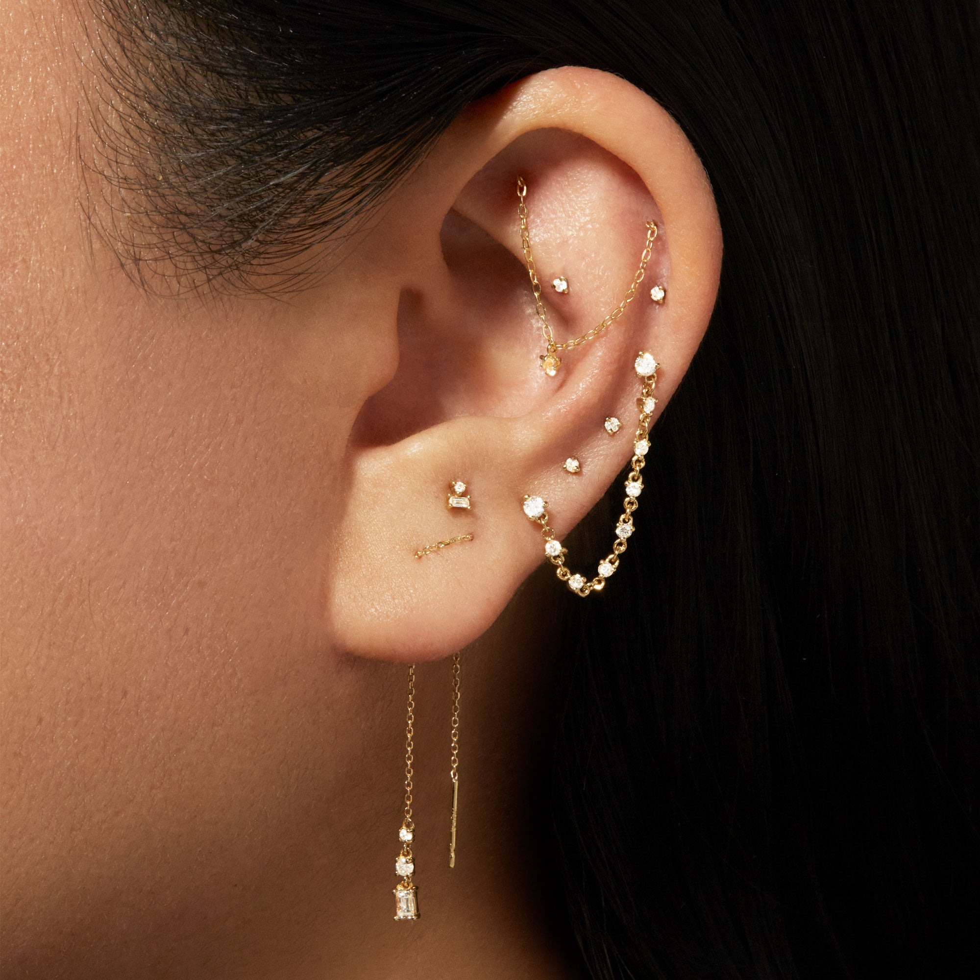 Chain Of Diamonds Double Stud - 4