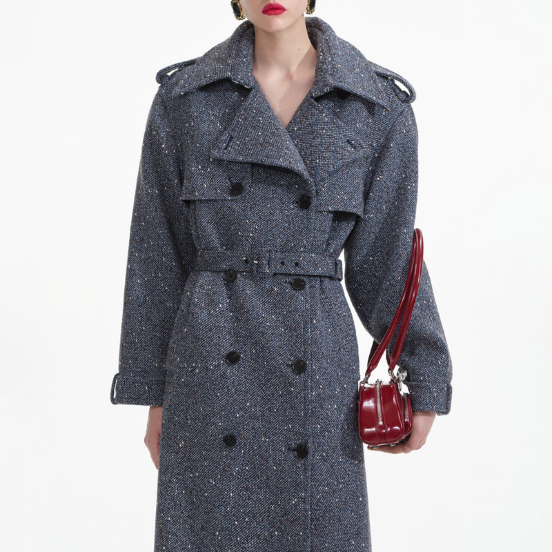 Blue Boucle Trench Coat 4
