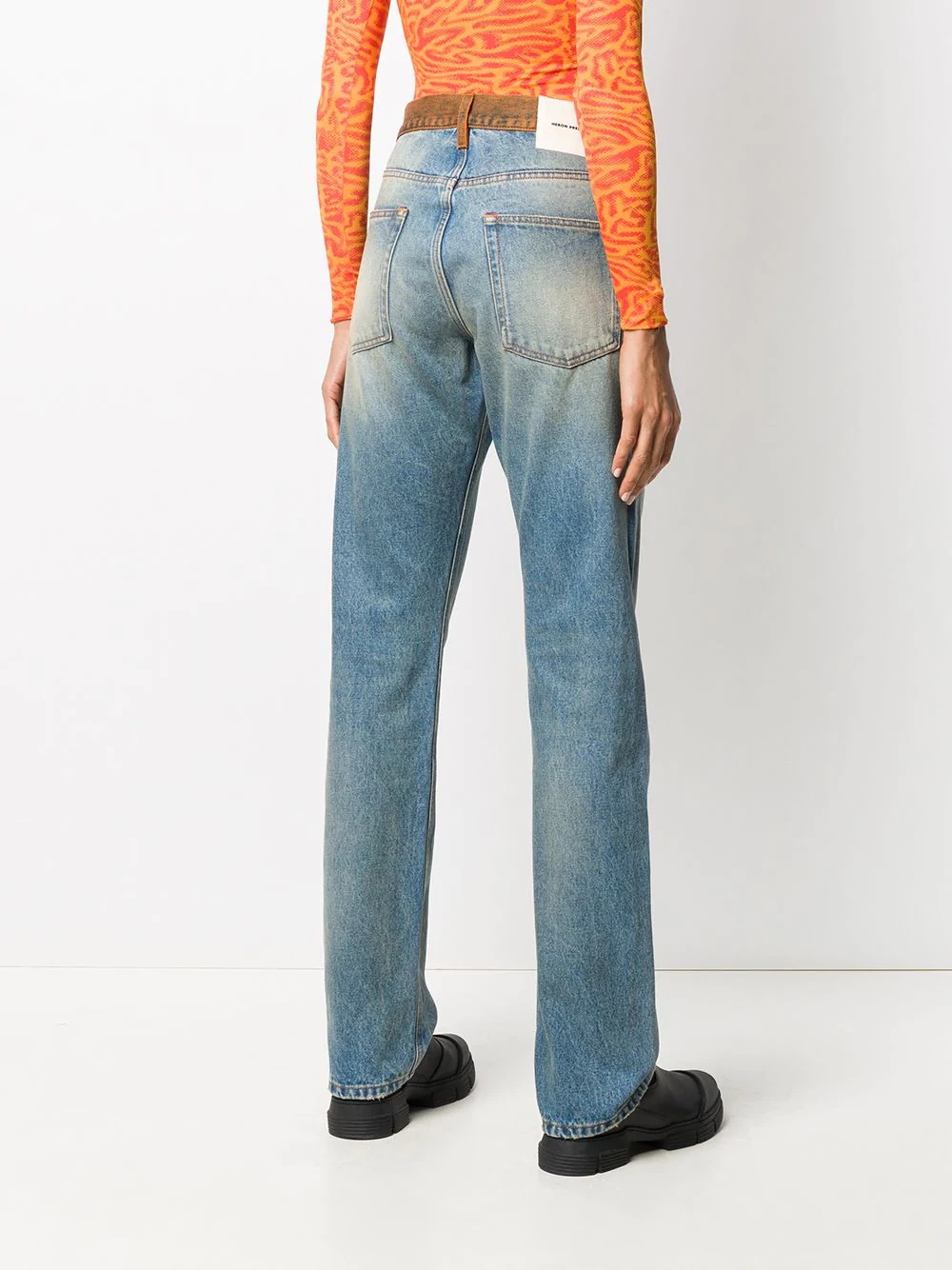 high-waisted straight leg jeans - 4