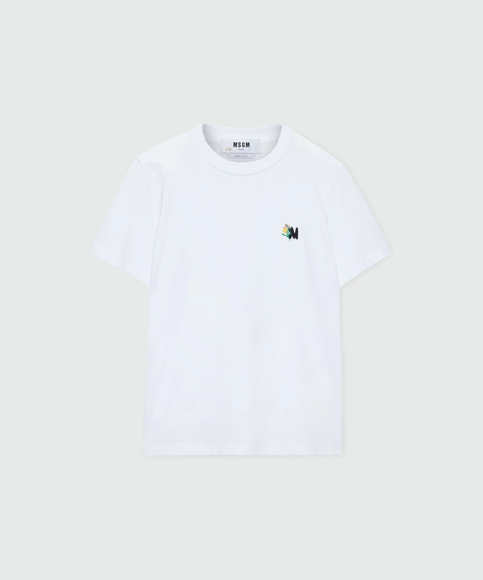 White short-sleeve cotton jersey T-shirt with Mwave logo embroidery on the chest - 1