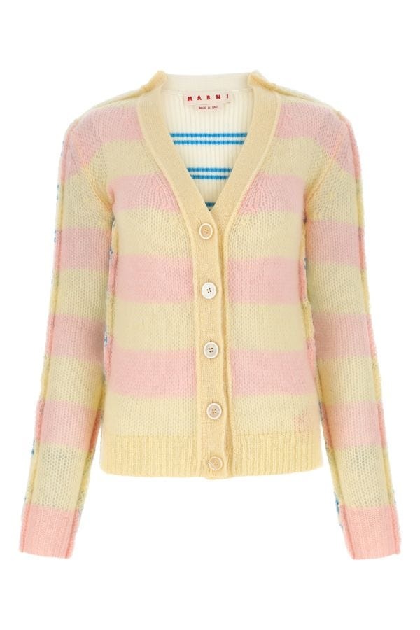 Embroidered mohair blend and wool blend cardigan - 1