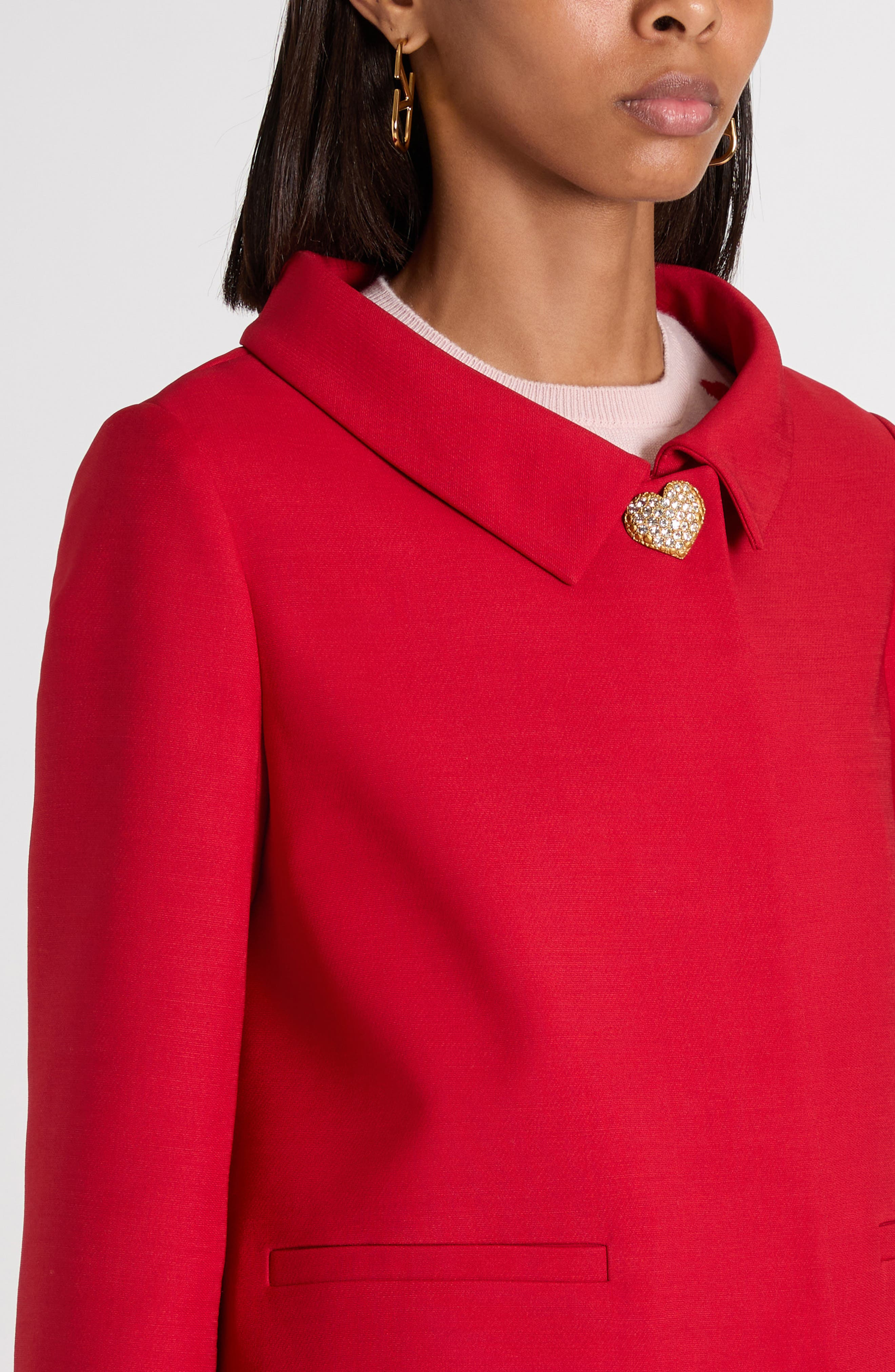 Valentino Garavani Crepe Couture Jacket in Dark Red at Nordstrom - 5