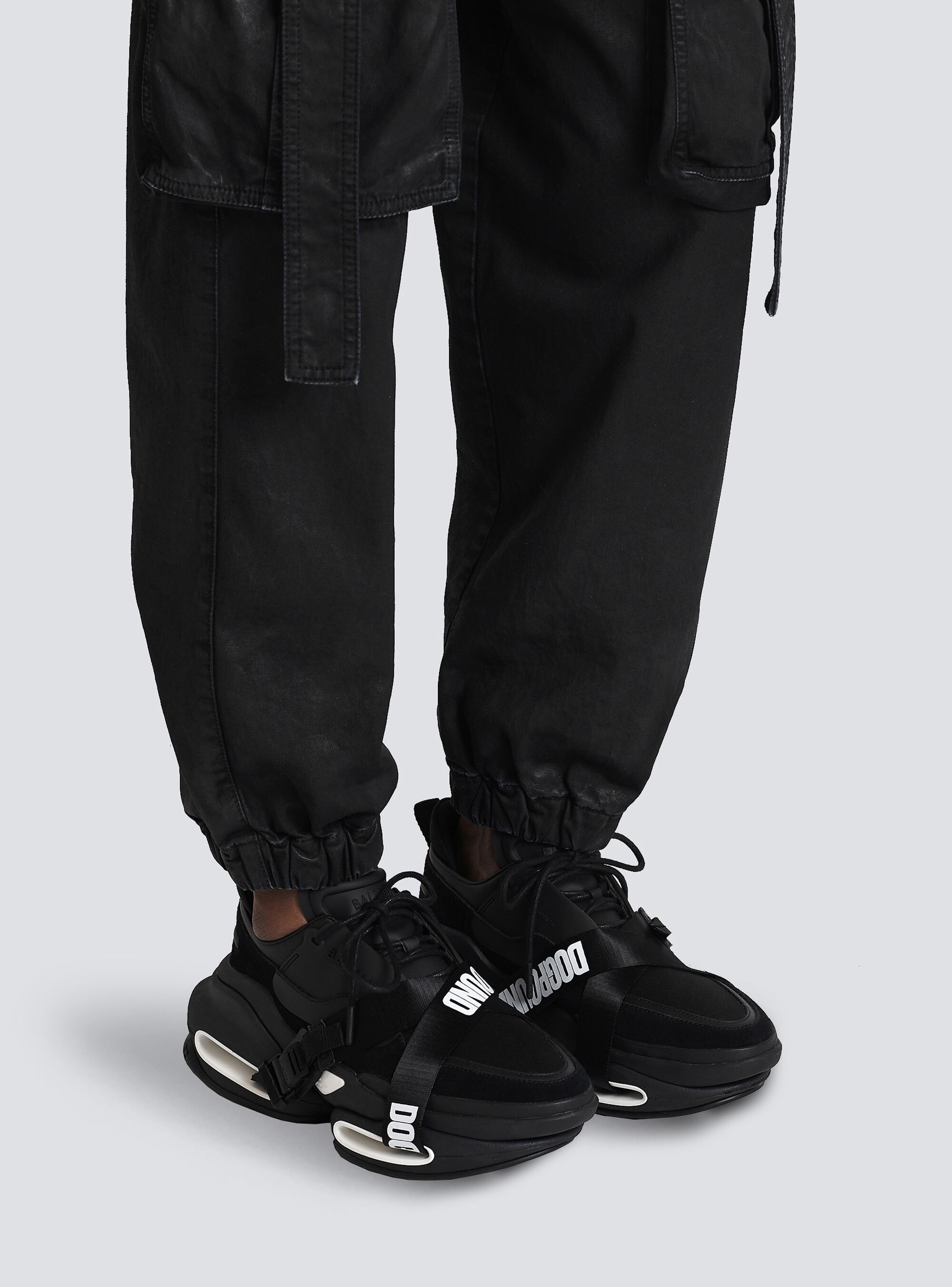 Balmain x Dogpound -Leather and knit B-Bold low-top sneakers with straps - 9