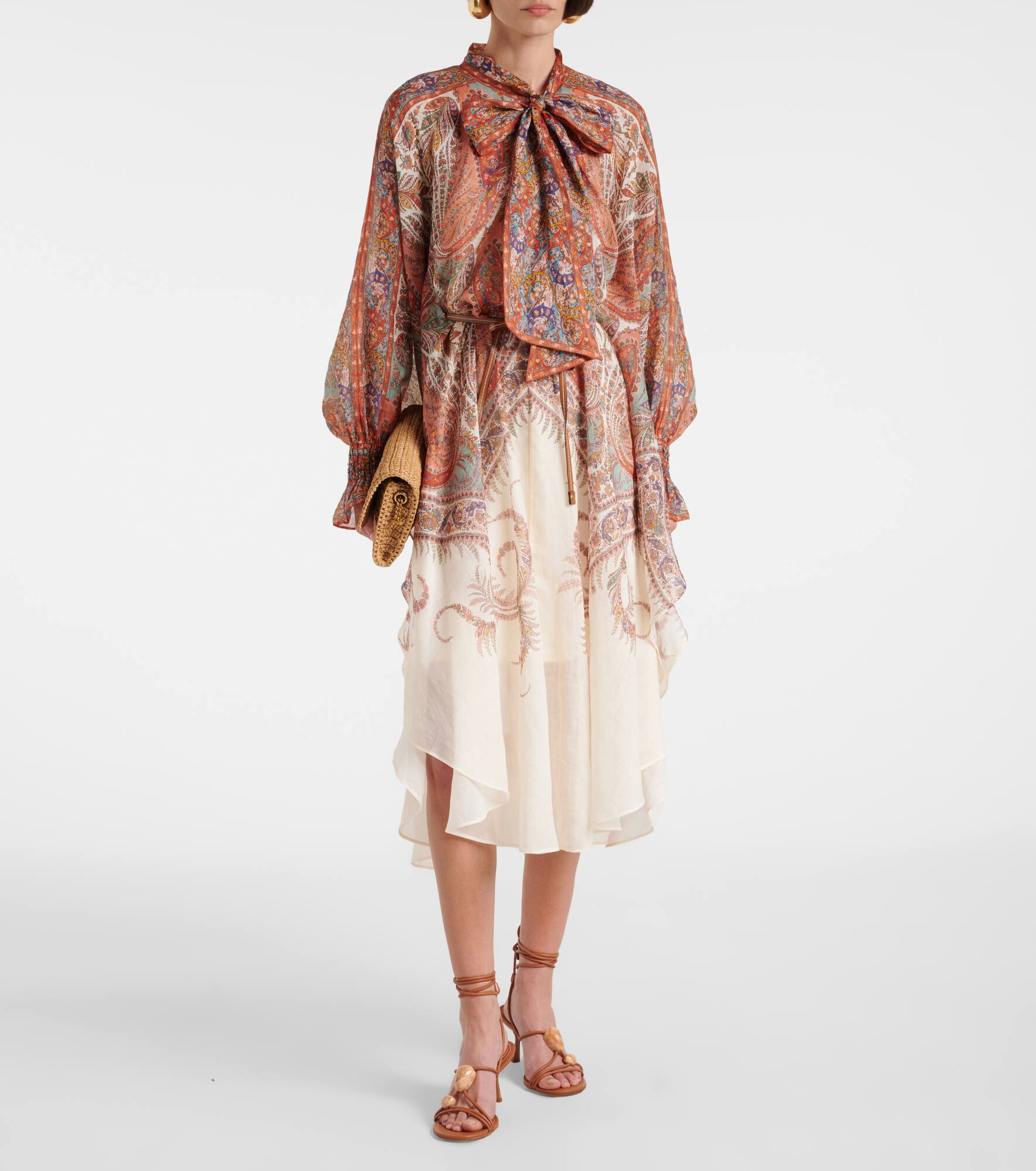 Rhiannon tie-neck ramie midi dress - 2
