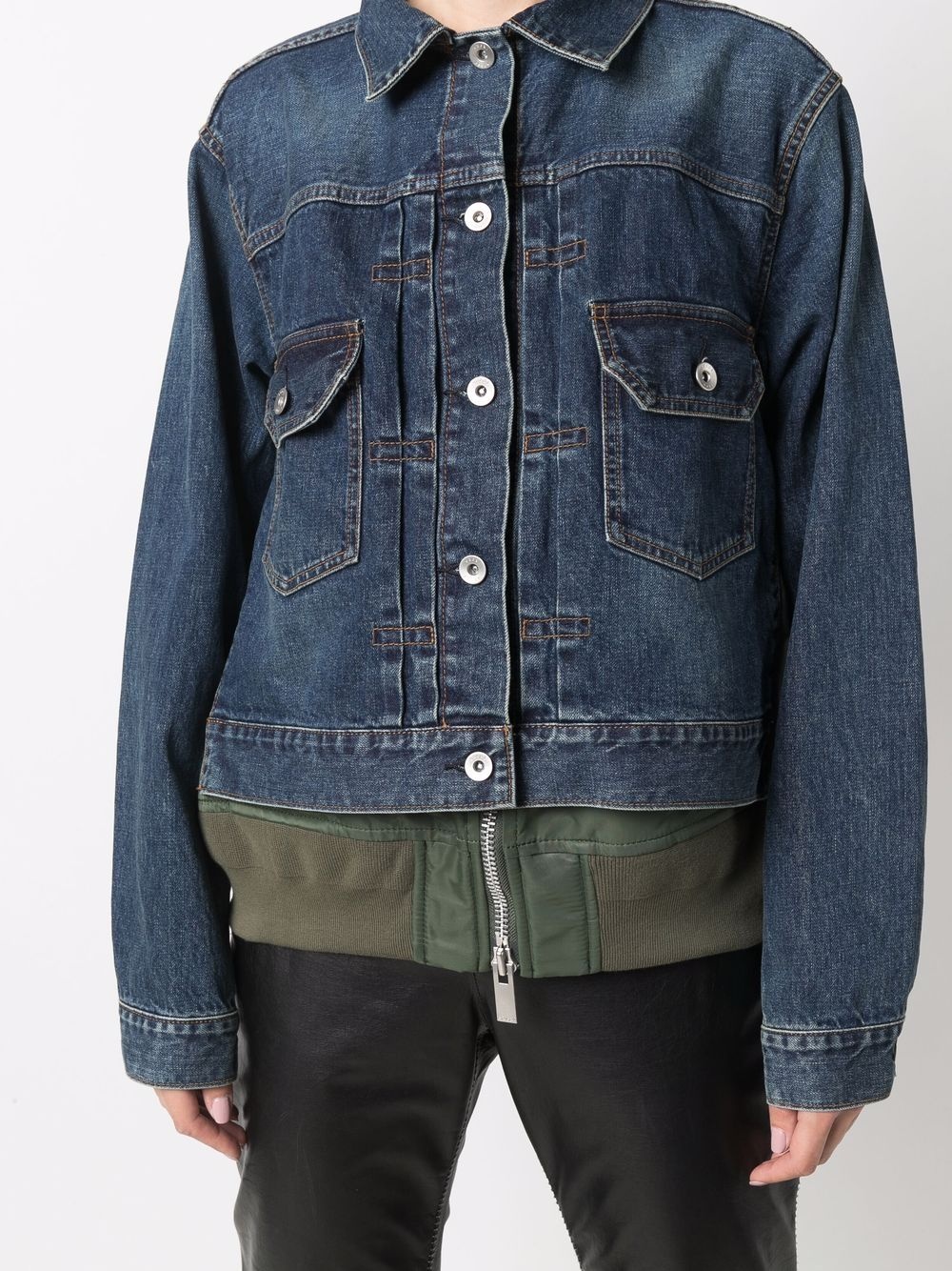 panelled denim jacket - 5