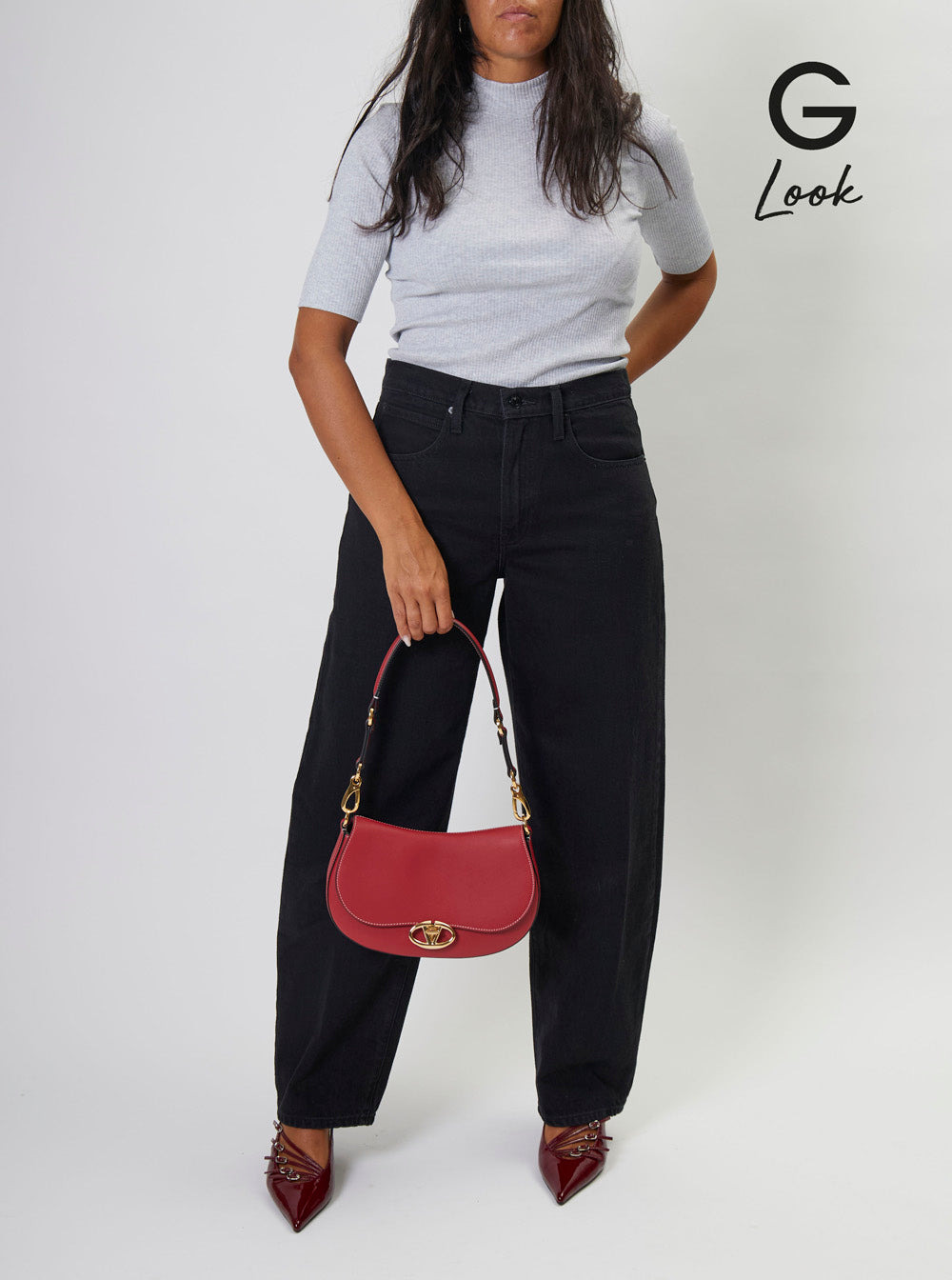 Valentino Garavani Women 'Ovhal Small' Red Shoulder Bag With Vlogo Signature In Leather Woman - 7