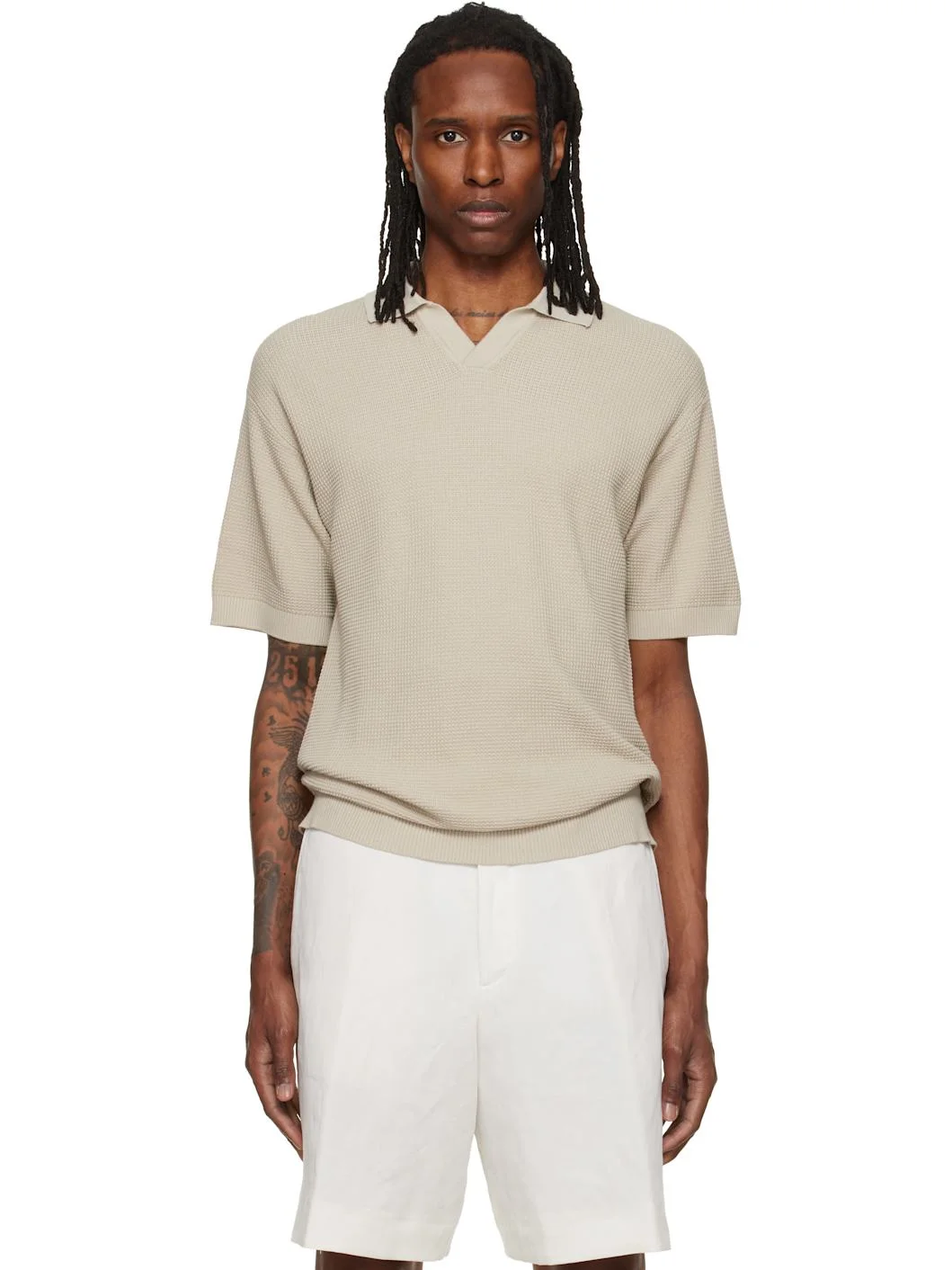 Beige Logo Patch Polo - 1