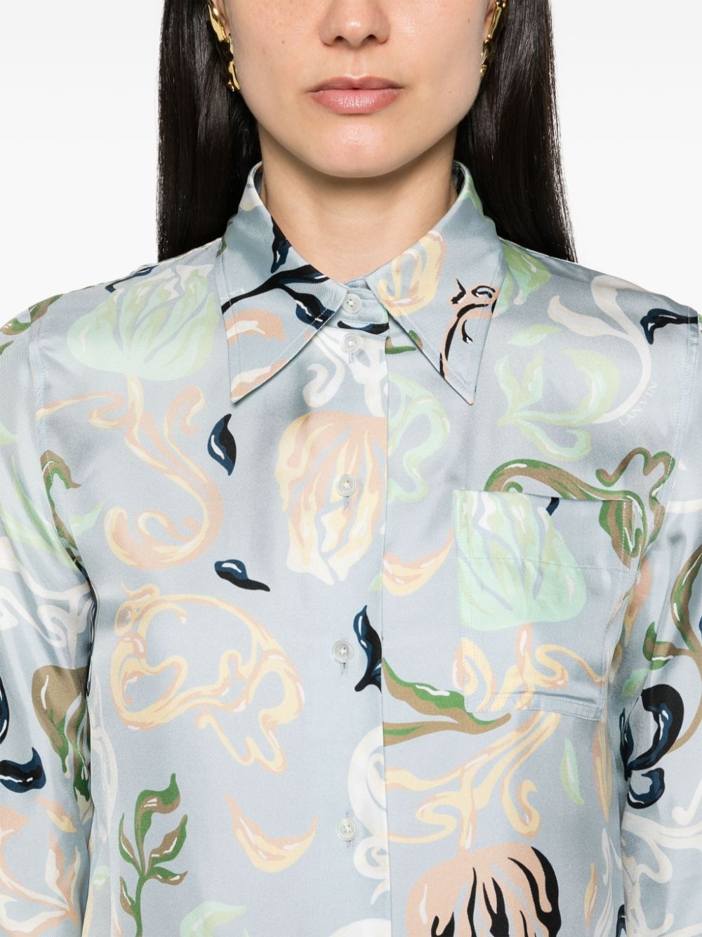 graphic-print silk shirt - 5