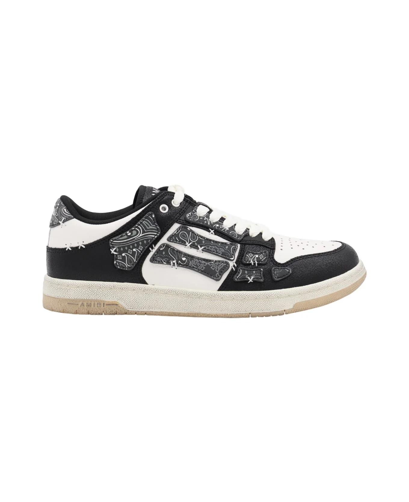 Black And White Leather Bandana Skell Low Top Sneakers - 1
