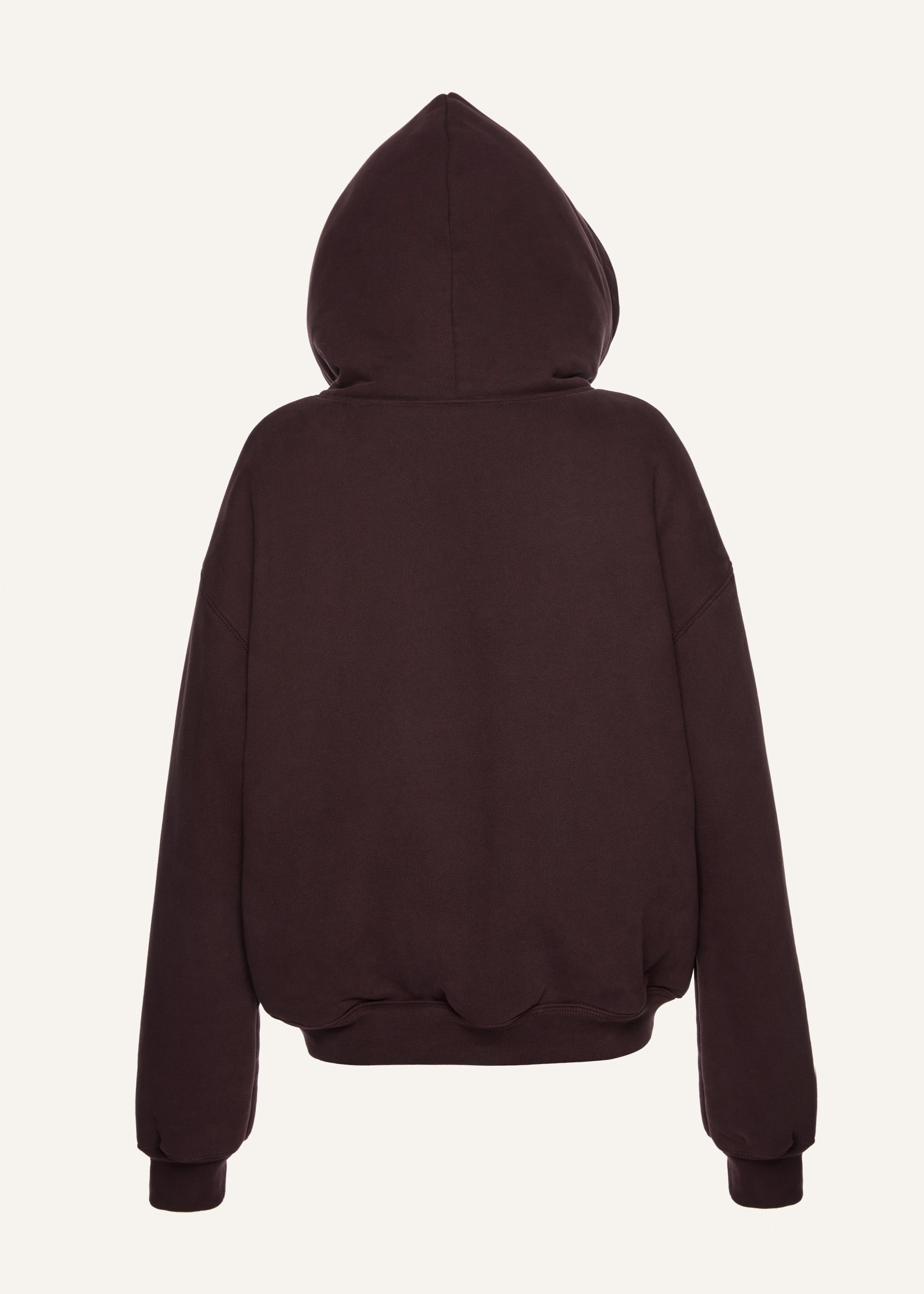 Lace-detail zip up hoodie in brown - 2