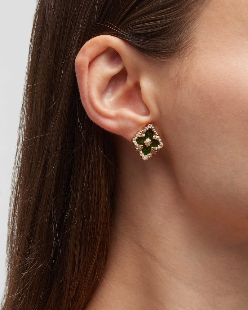 Buccellati Opera Tulle 18K Green Enamel Diamond Earrings outlook