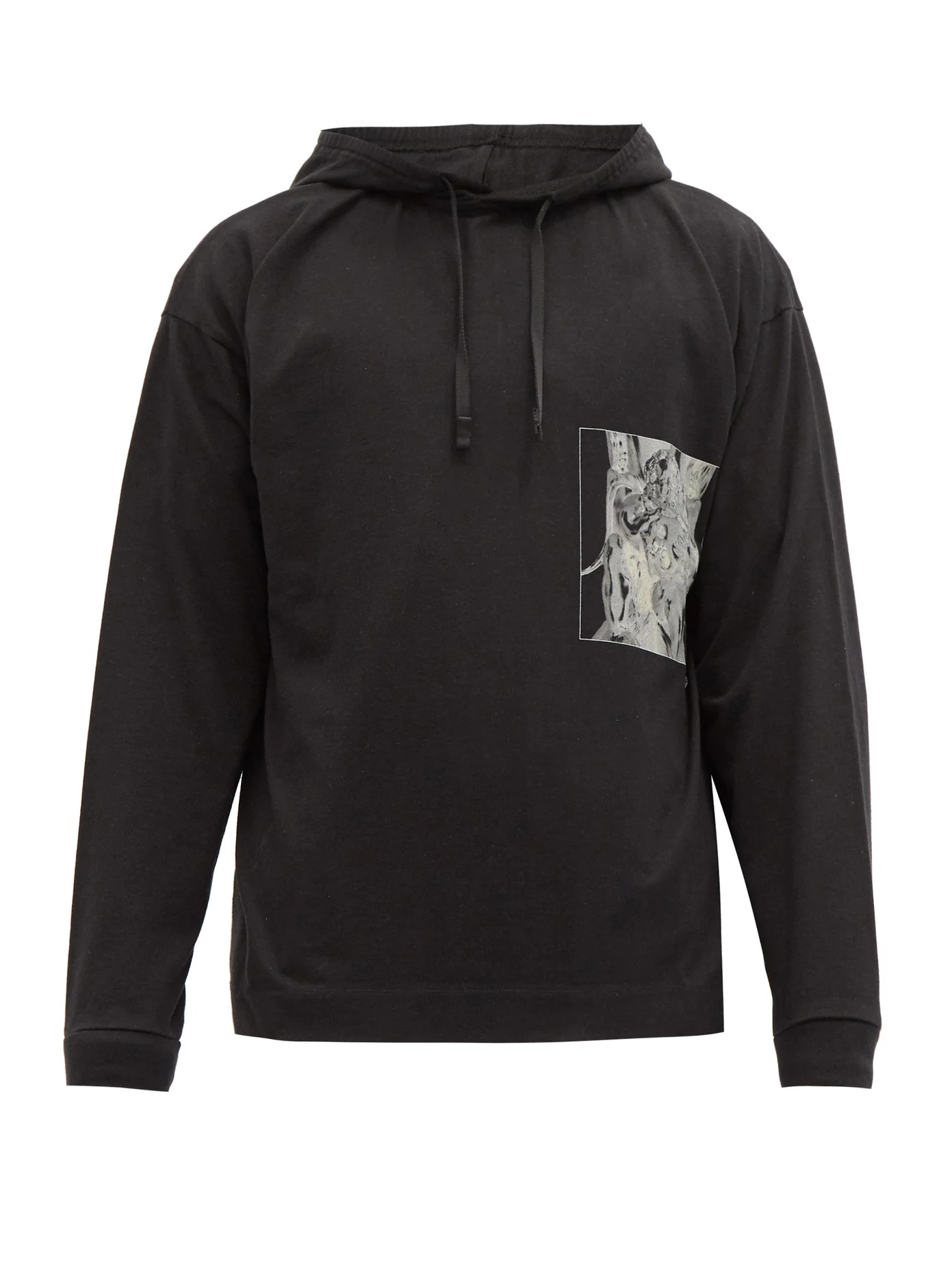 Grid-print cotton hooded sweatshirt - 1