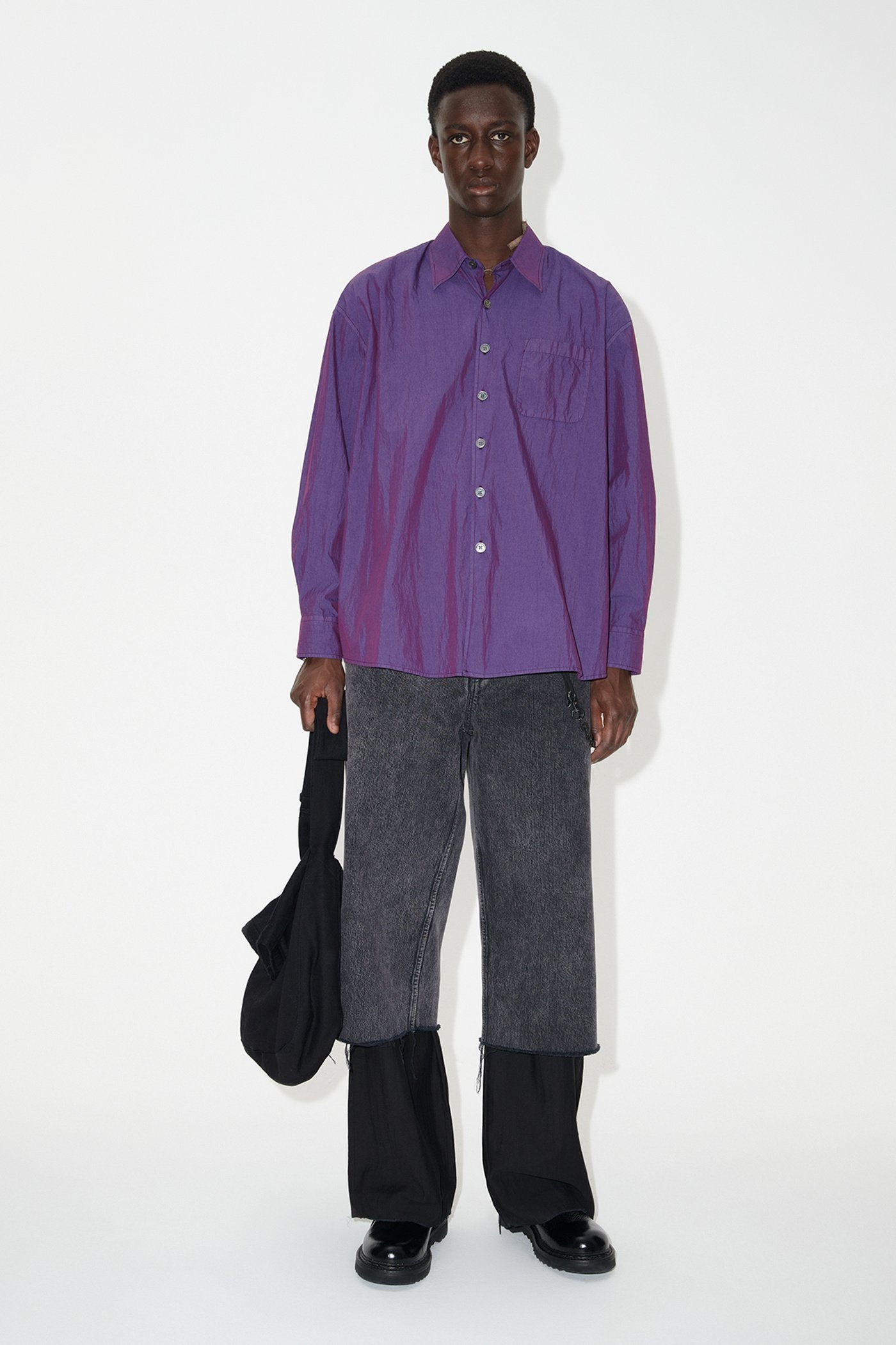 Borrowed Shirt Blackcurrant Parachute Poplin - 1