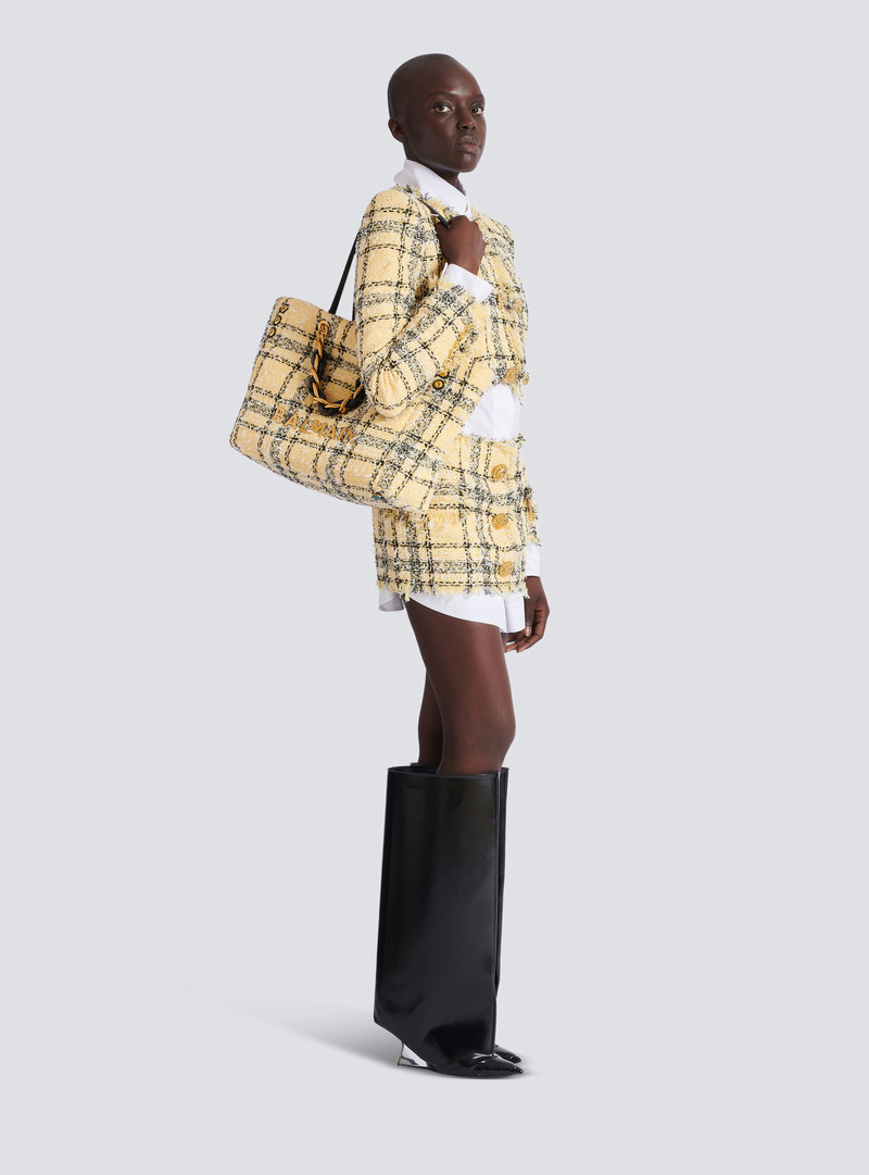 Balmain Plaid tweed 1945 tote bag outlook