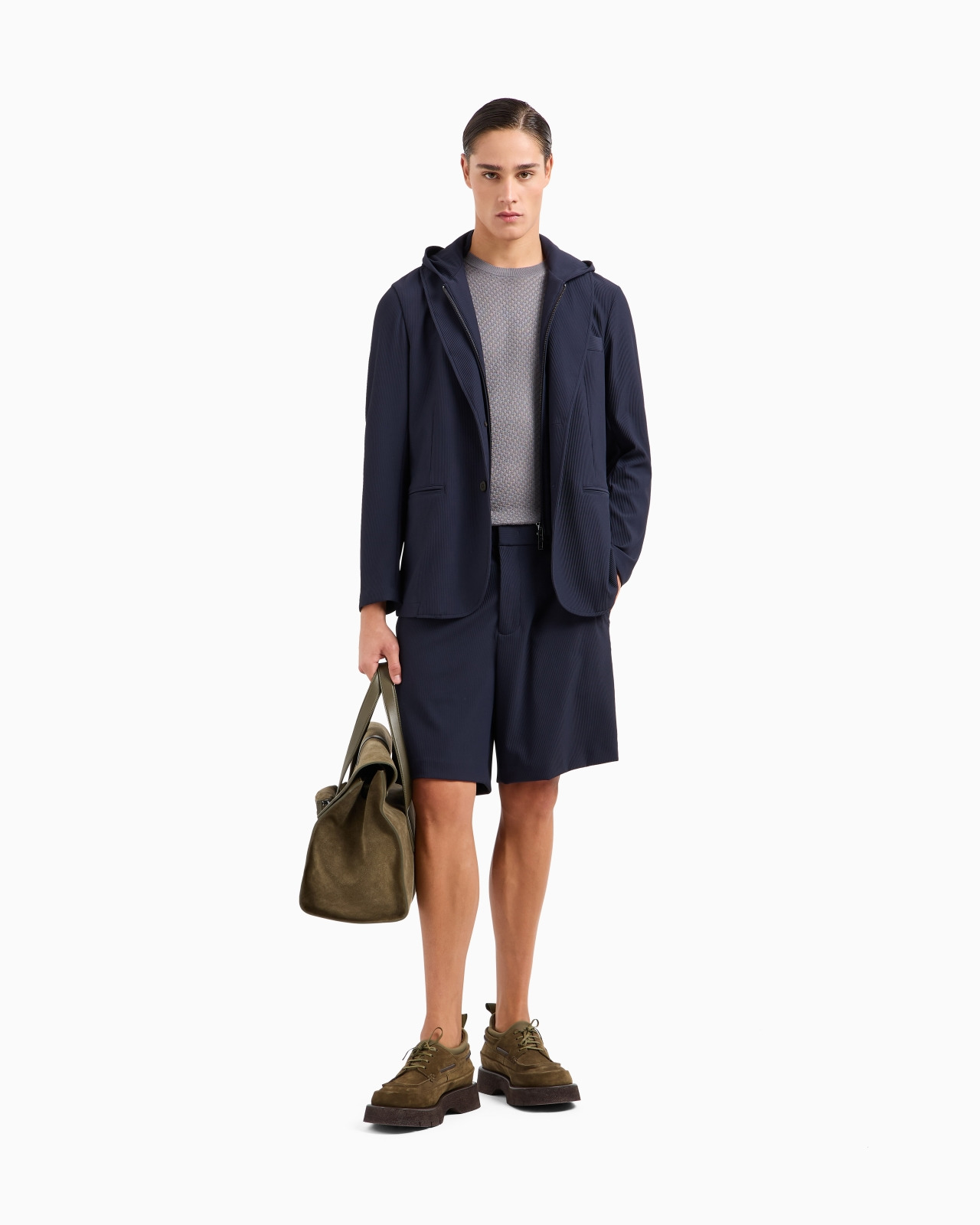 CANNETÉ-EFFECT STRETCH NYLON BERMUDA SHORTS - 2