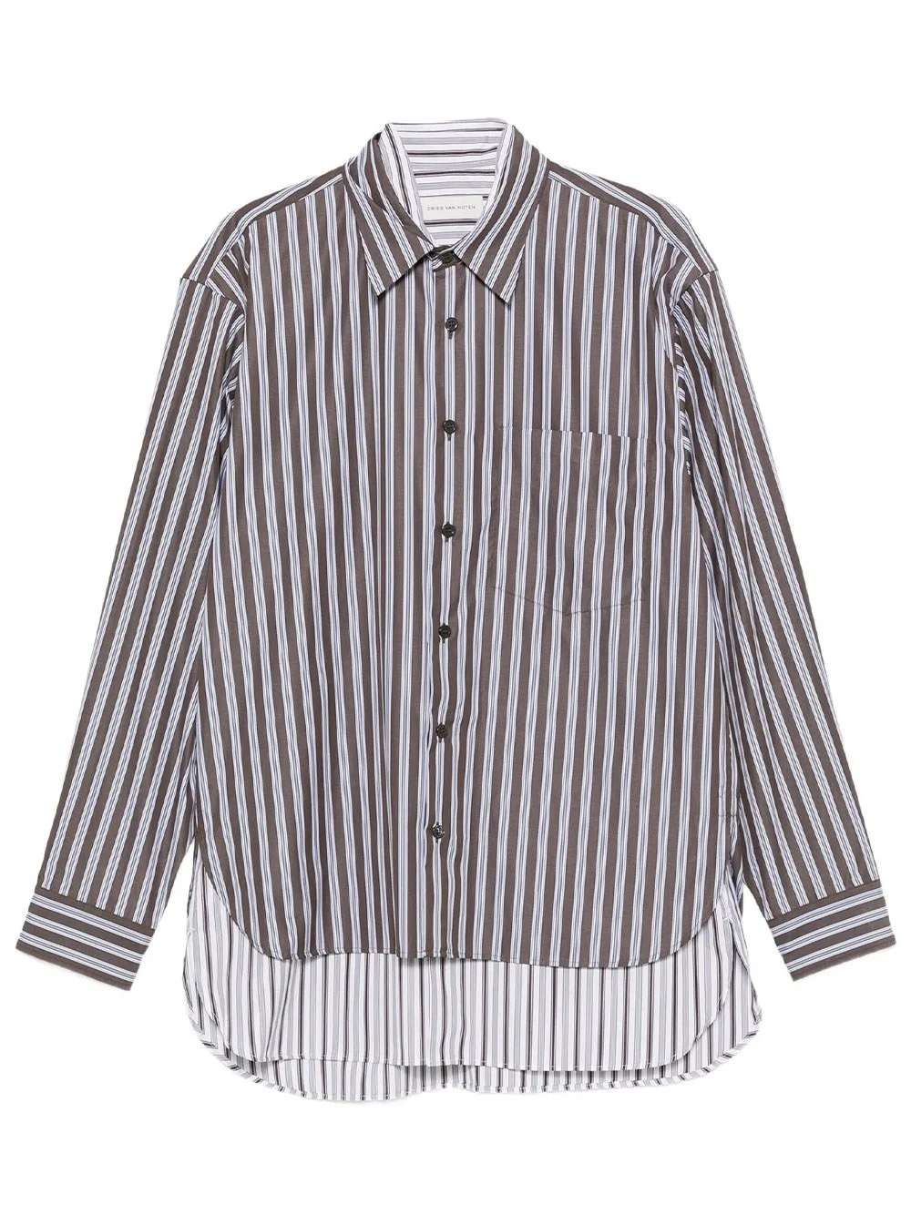 Shirt "Camber" Dries Van Noten in brown double-layer cotton - 1