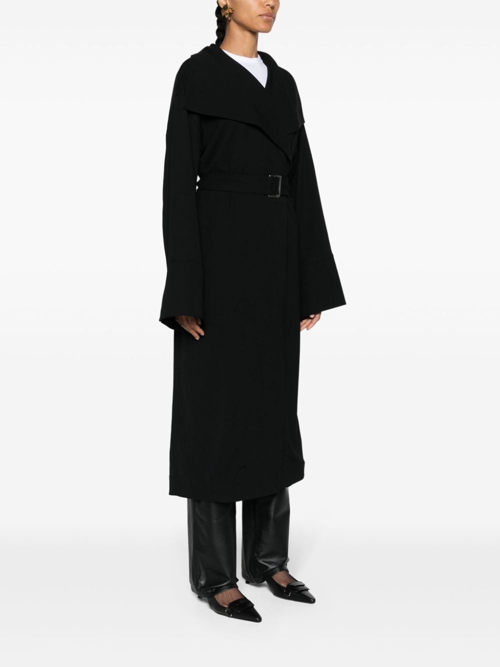 belted twill coat - 3