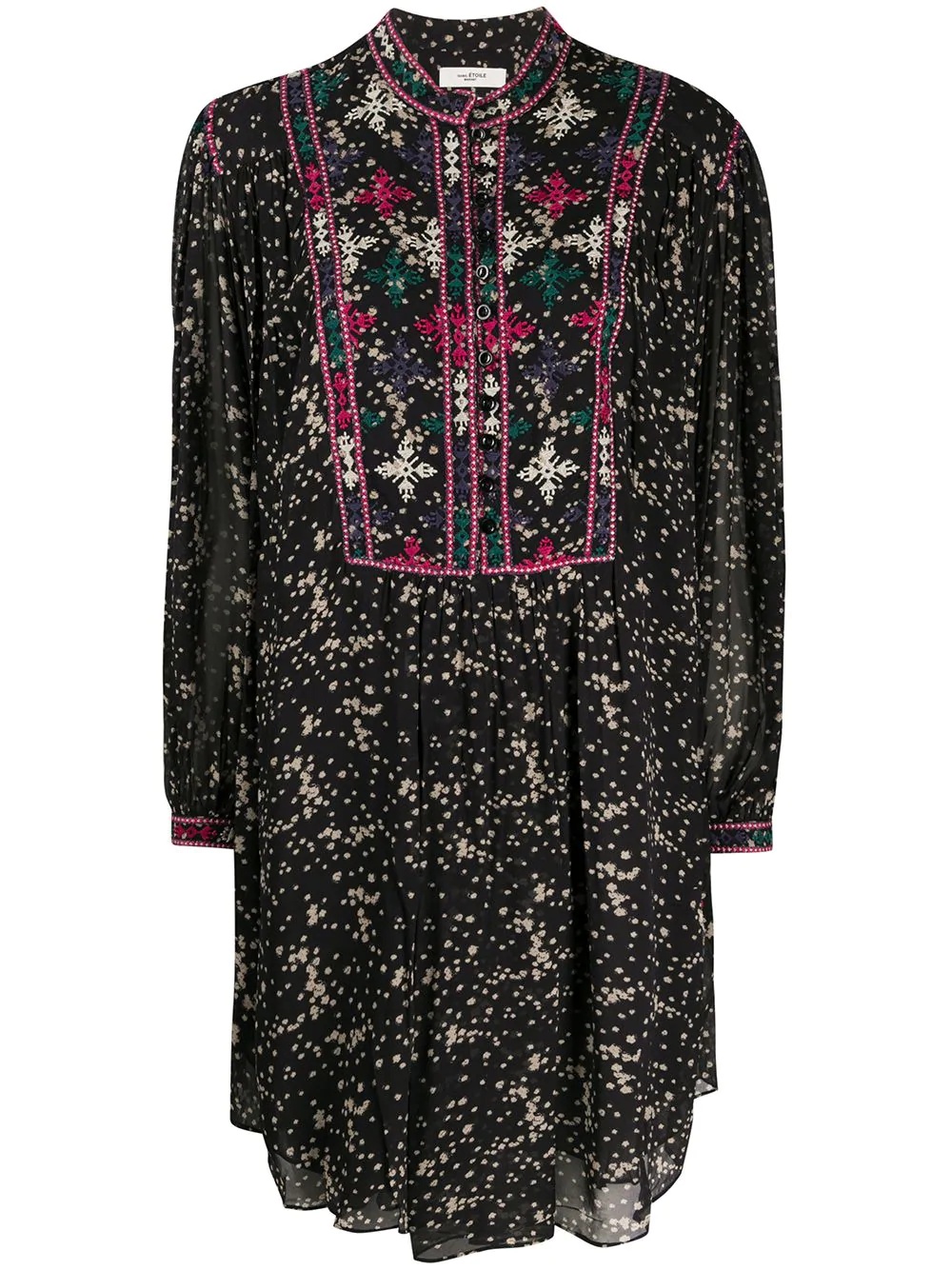 Imalou embroidered floral-print dress - 1