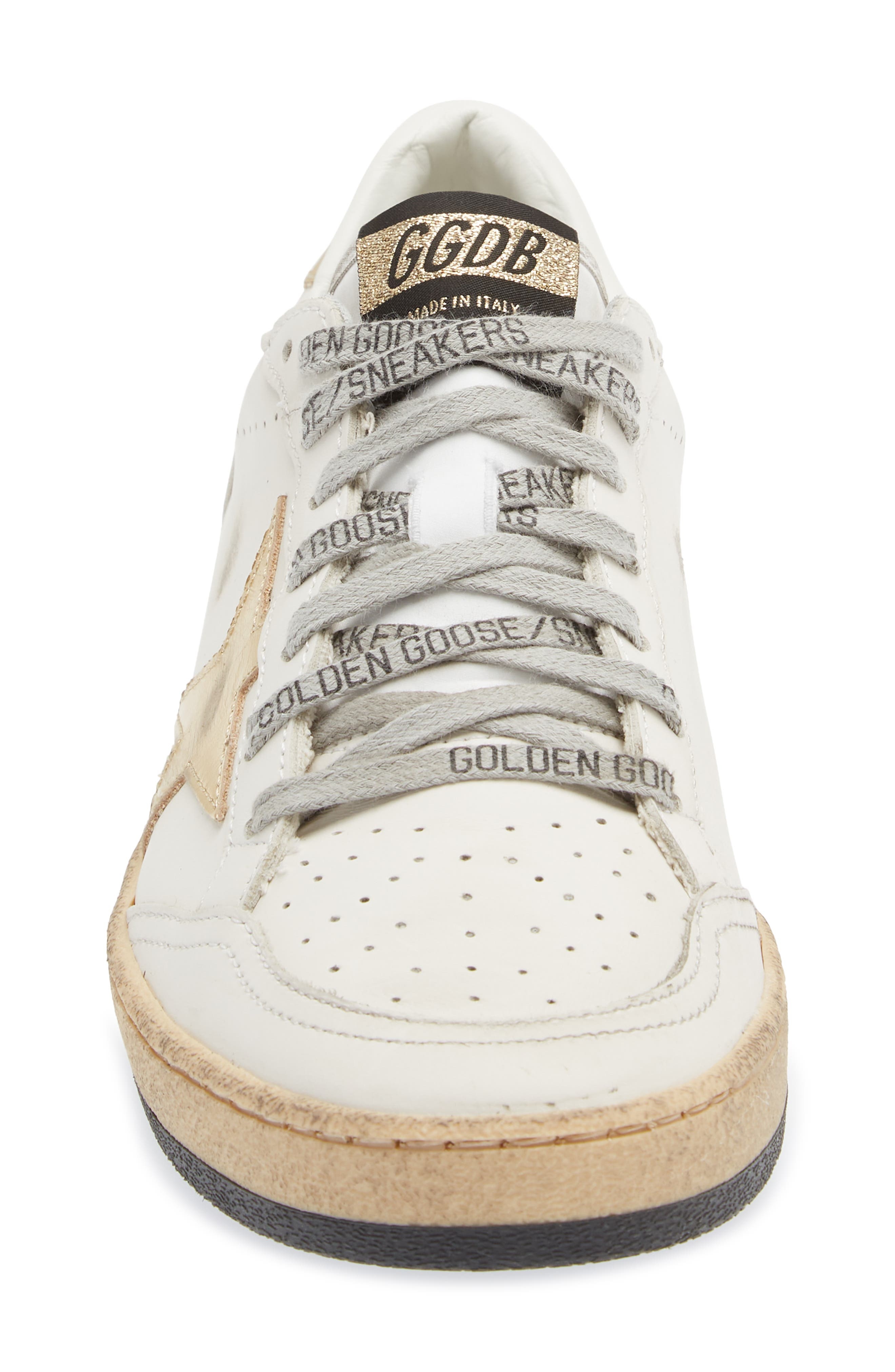 Golden Goose Ball Star Low Top Sneaker in Milk/Gold at Nordstrom - 4