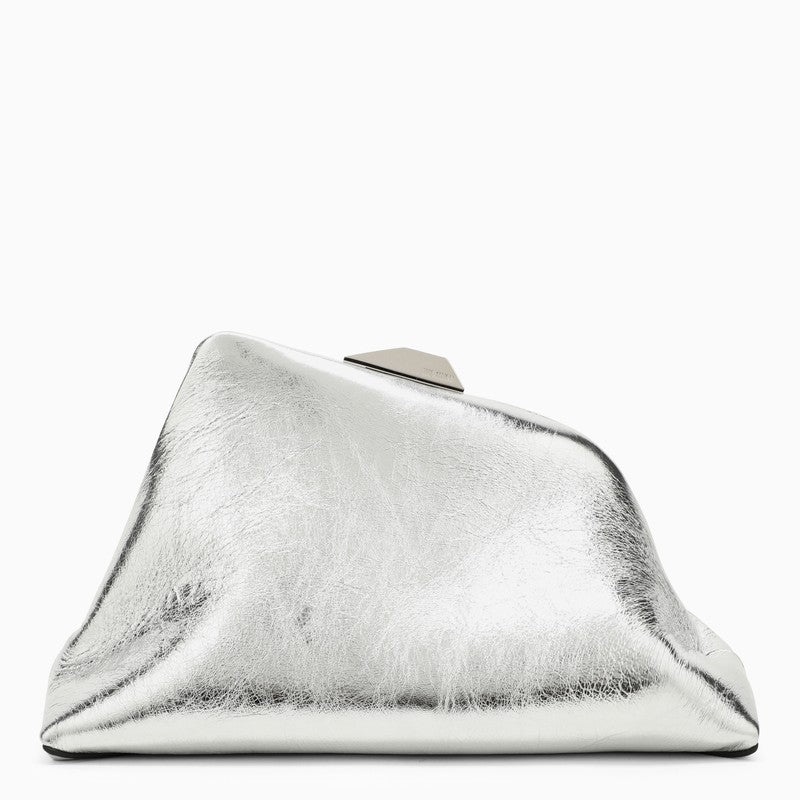 The Attico Day Off Silver Leather Clutch Bag Women - 1