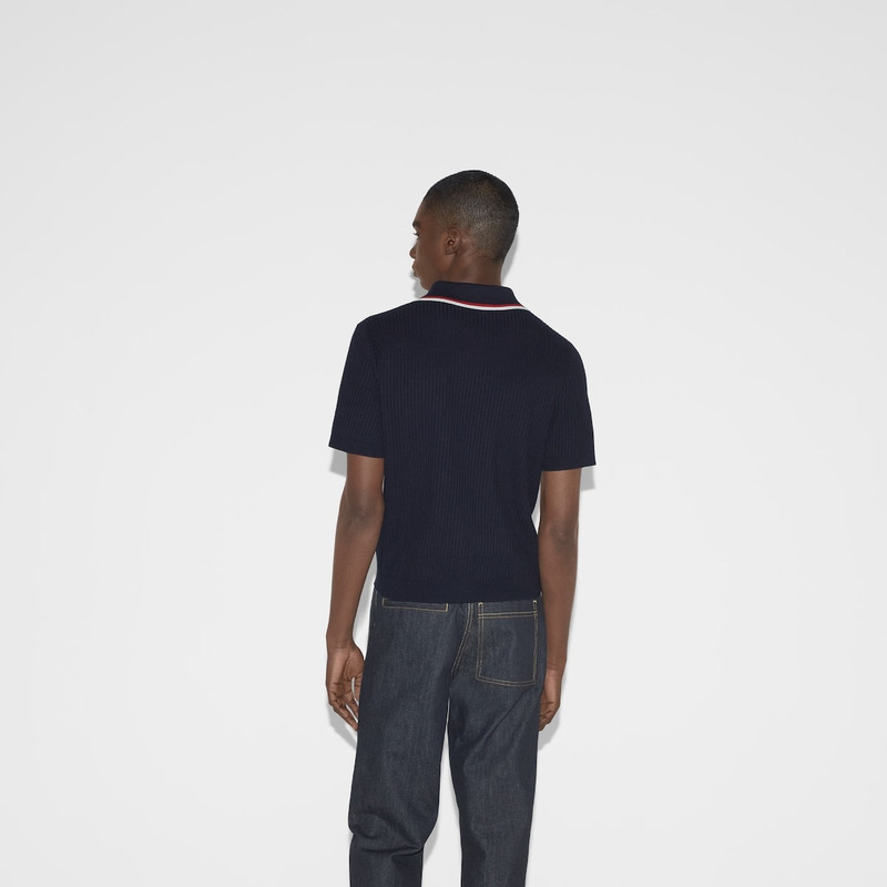 Rib stitch cotton polo shirt 4