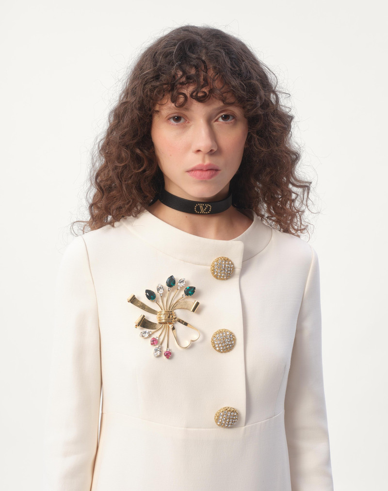 Valentino PAPIER FLORAL BROOCH IN METAL AND SWAROVSKI CRYSTALS ® outlook