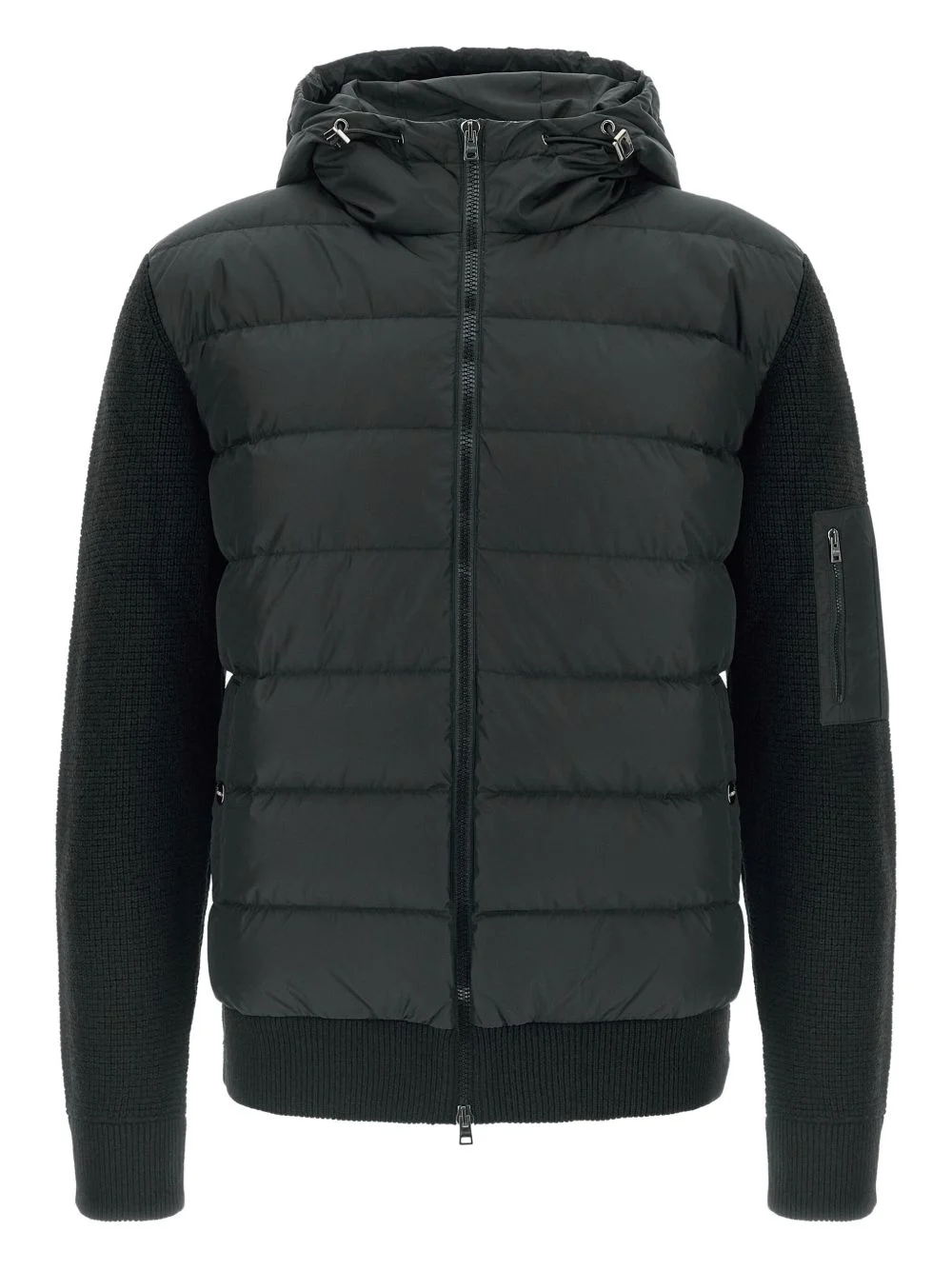 hooded quilted-panel jacket - 1