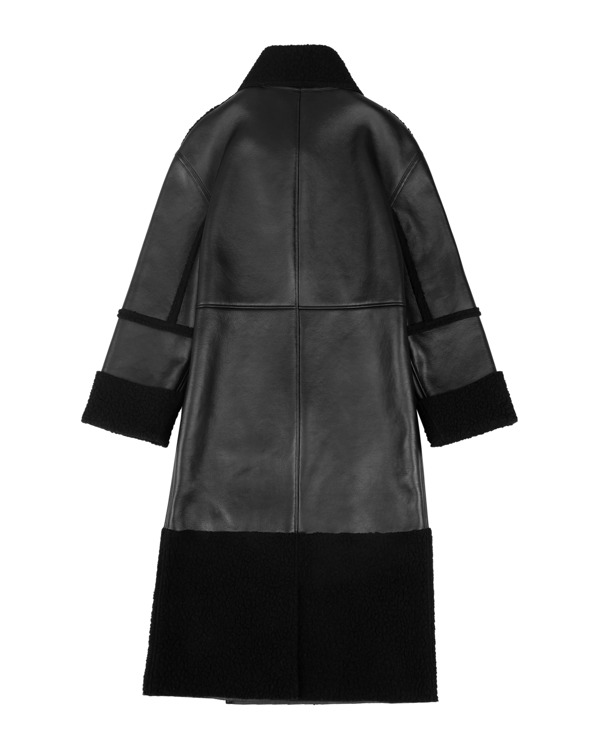 LONG SHEARLING COAT BLACK - 2