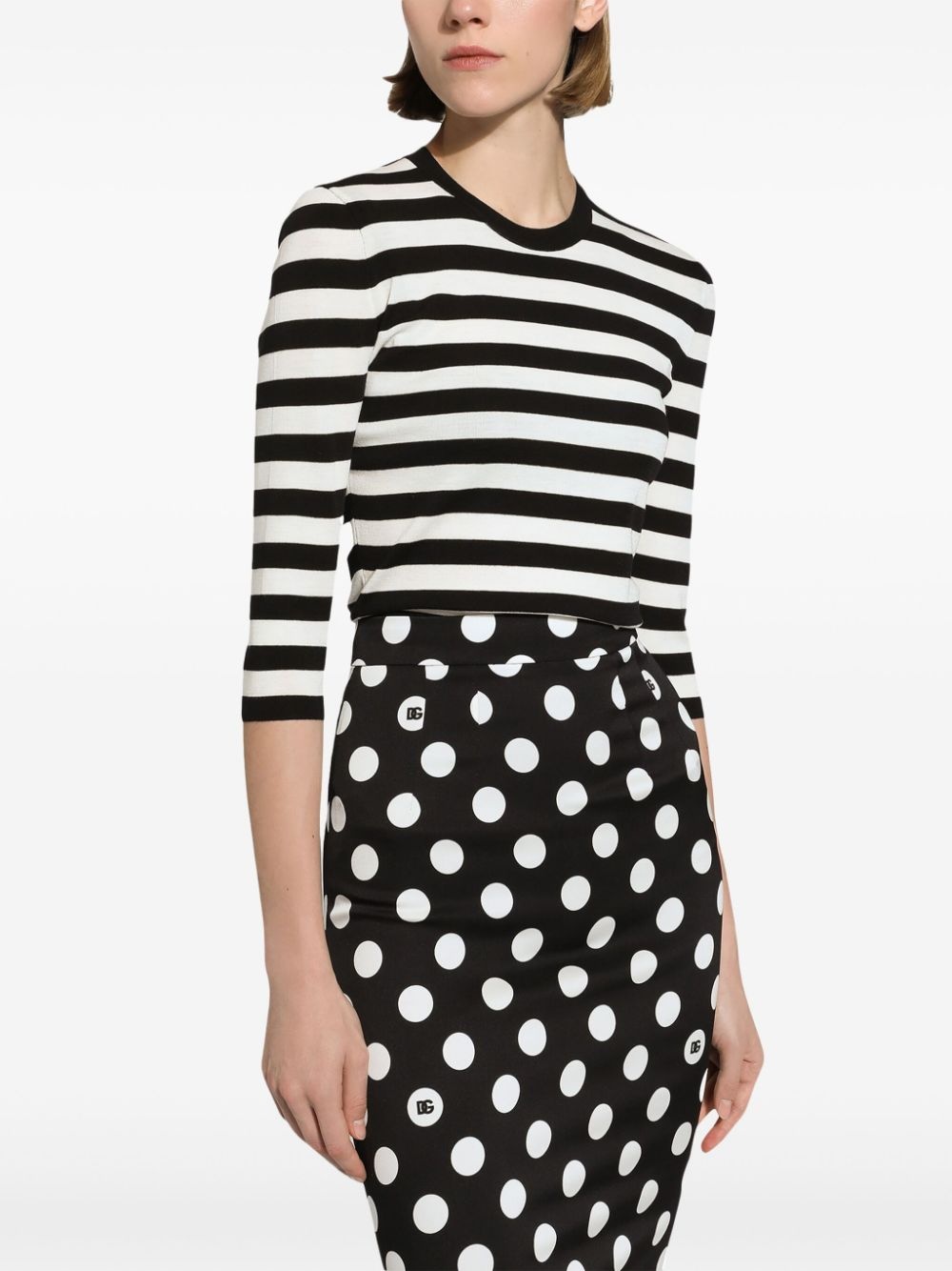 striped cropped jumper - 3