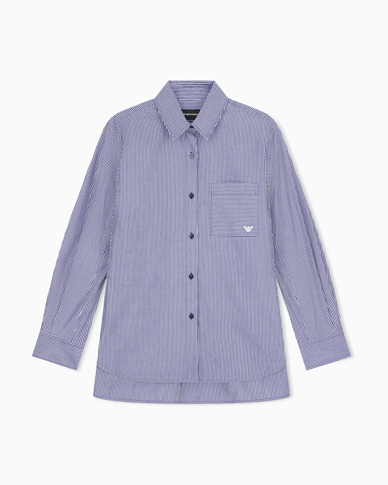 STRIPED COTTON POPLIN SHIRT WITH A SINGLE CHEST POCKET - 1