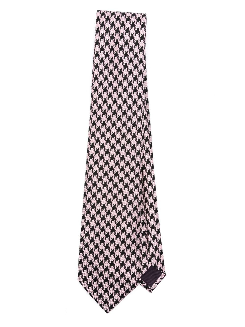 houndstooth-pattern silk tie - 2