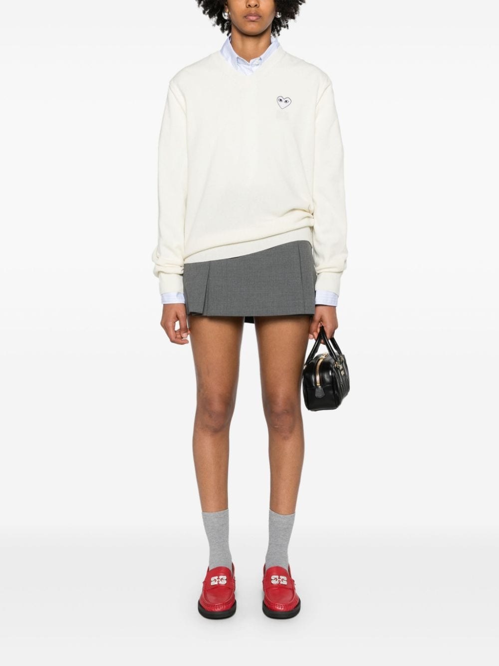 heart-patch wool jumper - 2
