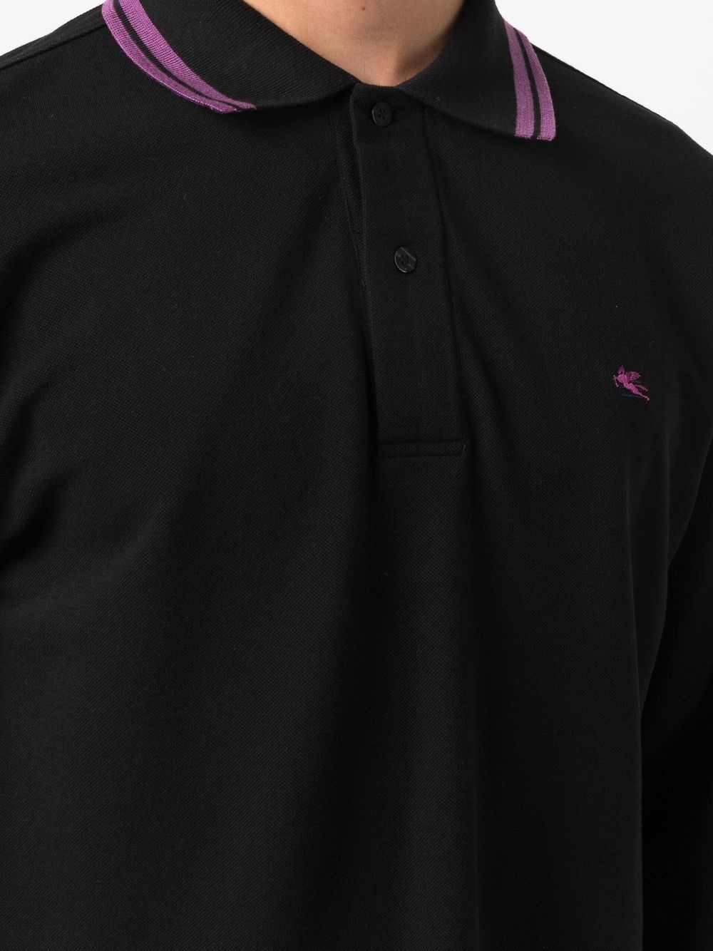 logo-embroidered tipped polo shirt - 5