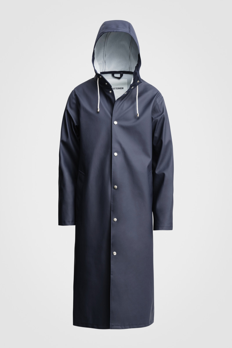 Stockholm Long Print Raincoat Navy 1