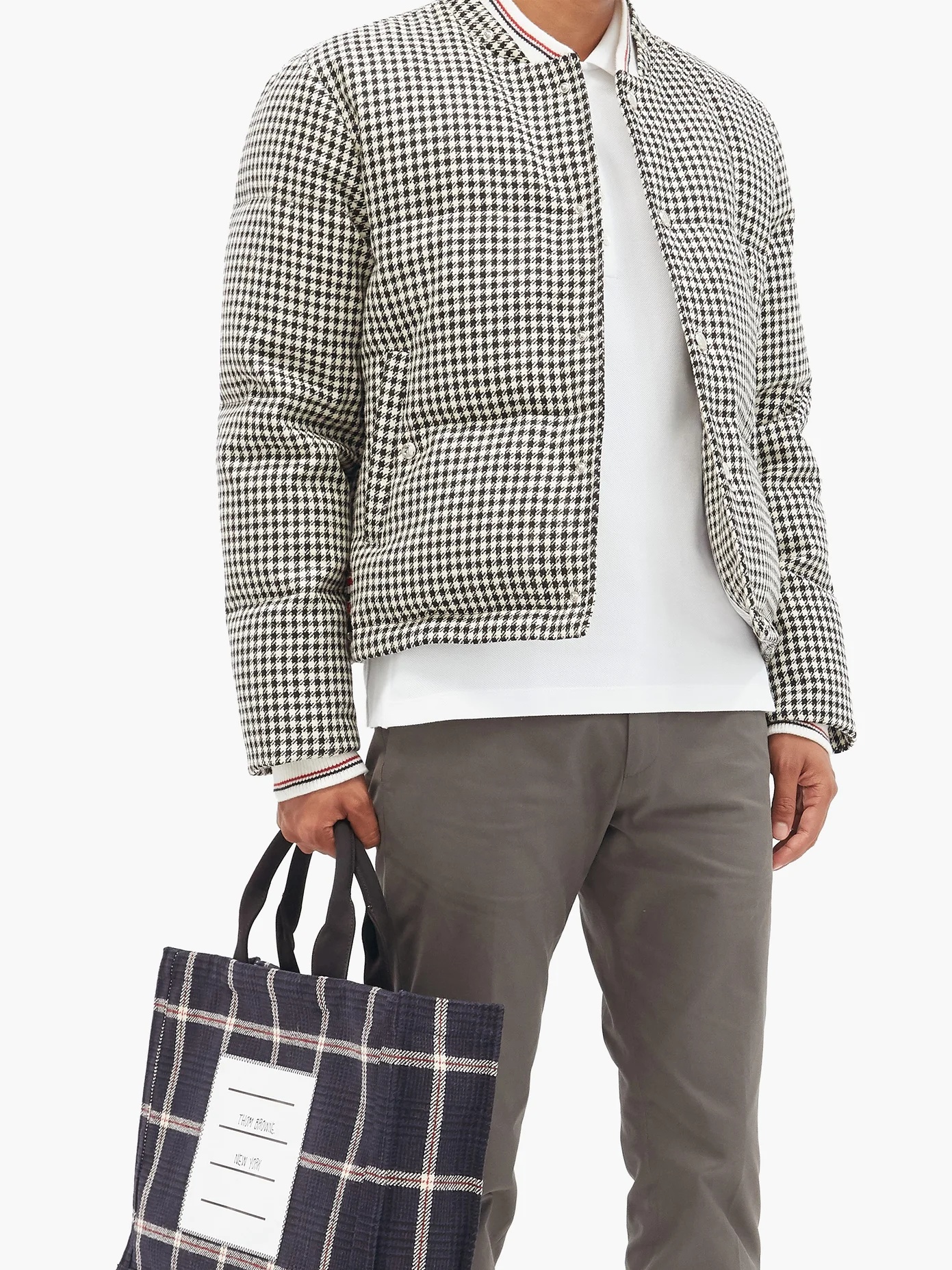 Houndstooth-check wool padded coat - 2