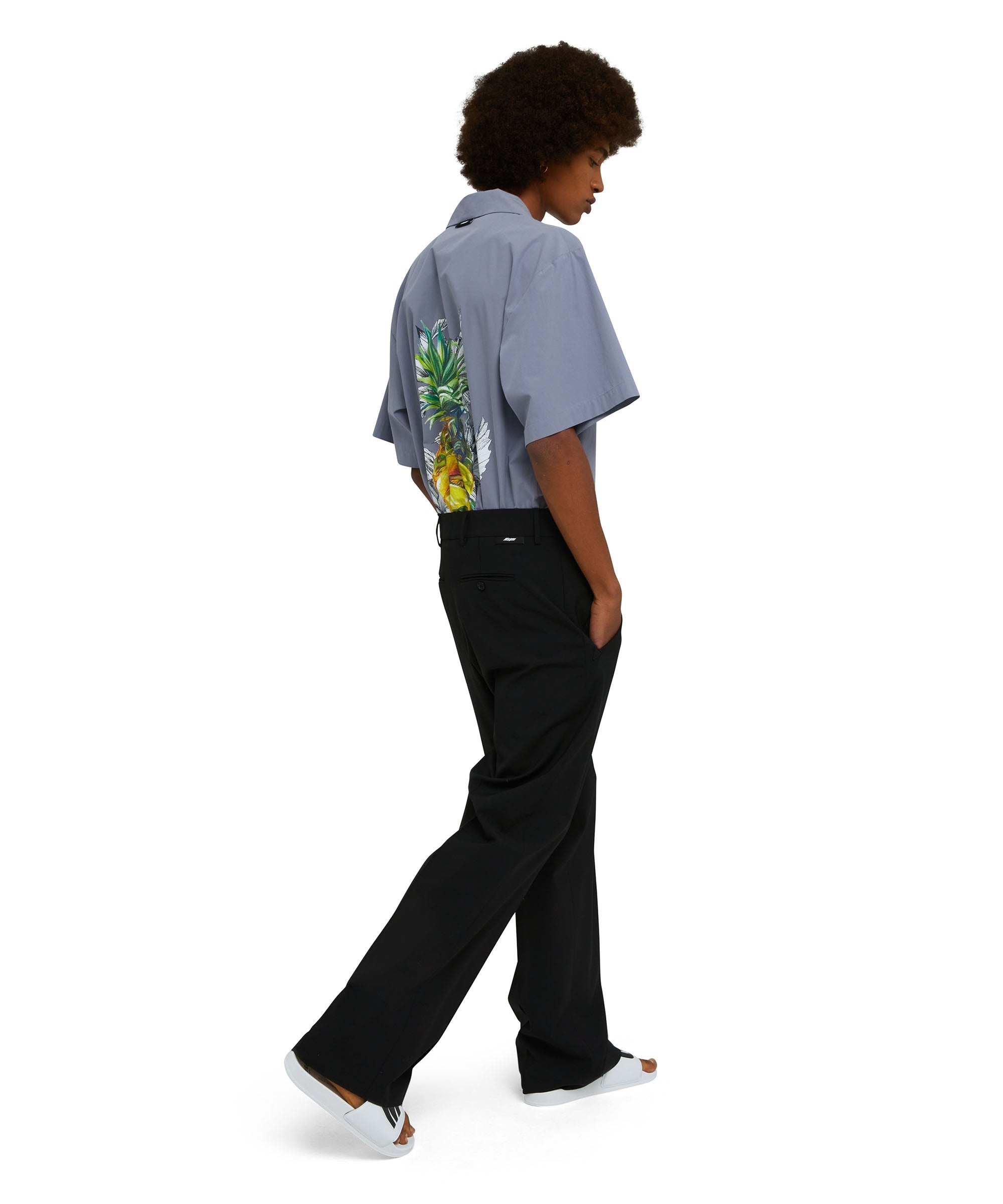 Organic poplin cotton shirt with "pineapple" print - 1