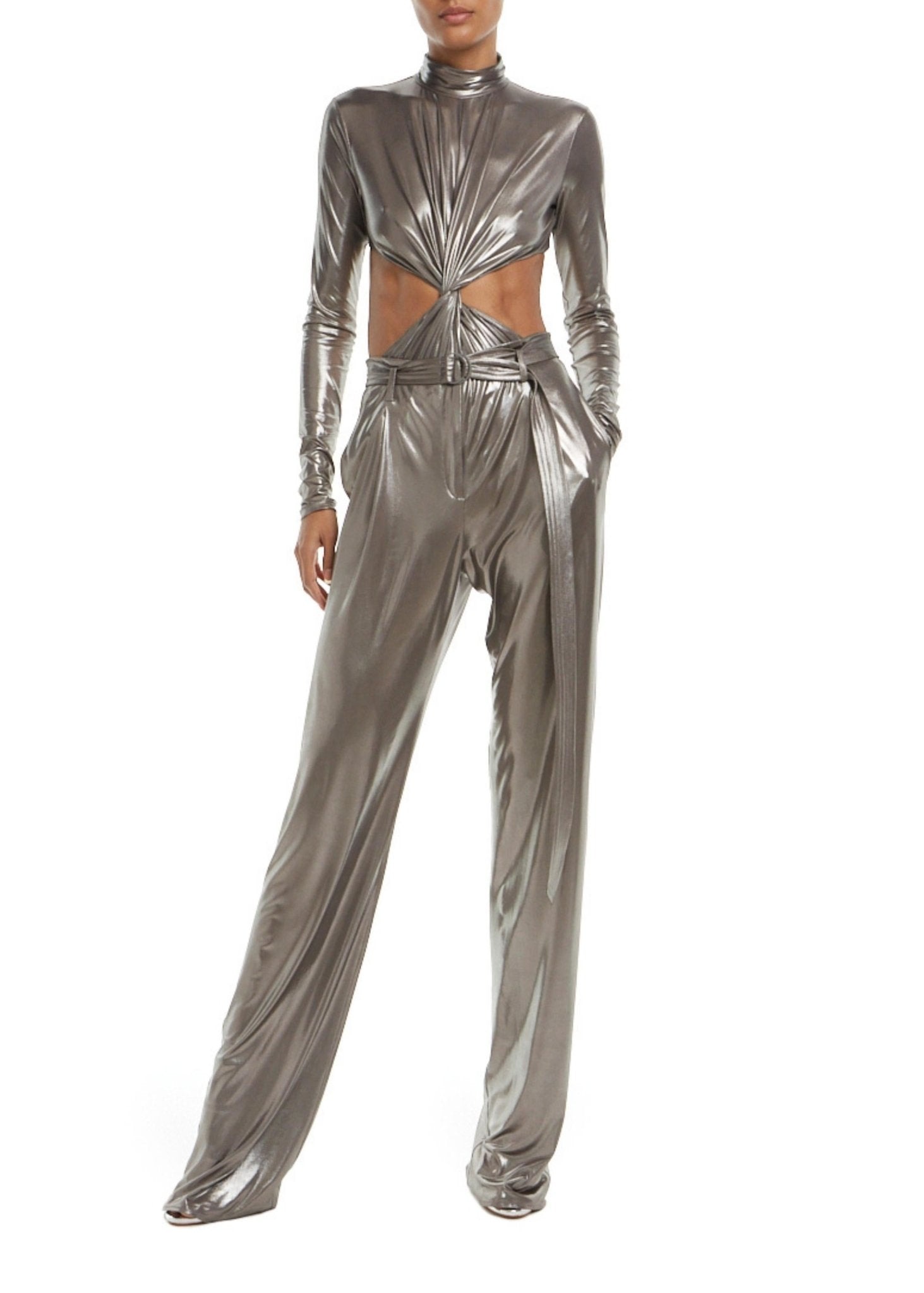 Shiny Jersey Turtleneck Bodysuit - 3