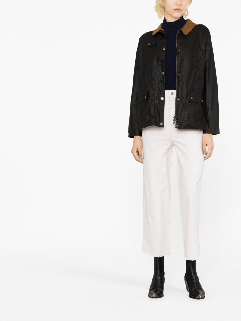 Barbour contrast-collar waxed jacket outlook