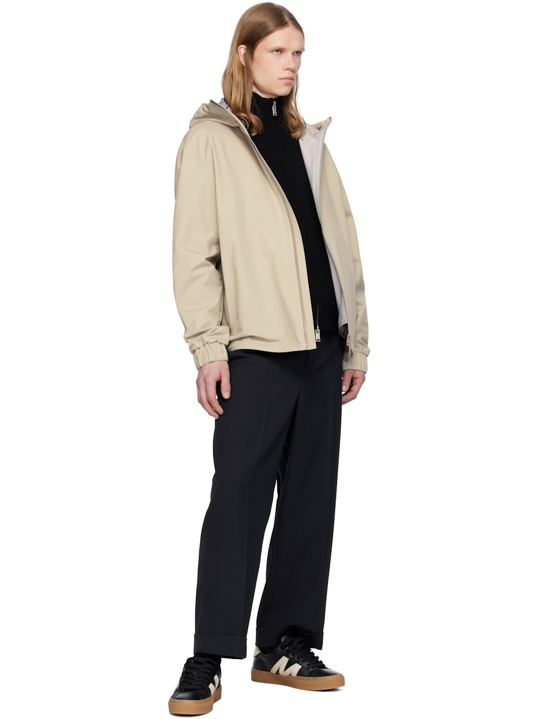 Beige Bise Hooded Rain Jacket - 5