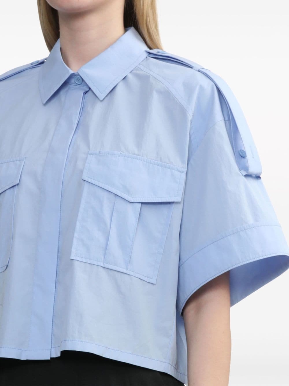 cropped oversize-epaulette shirt - 5