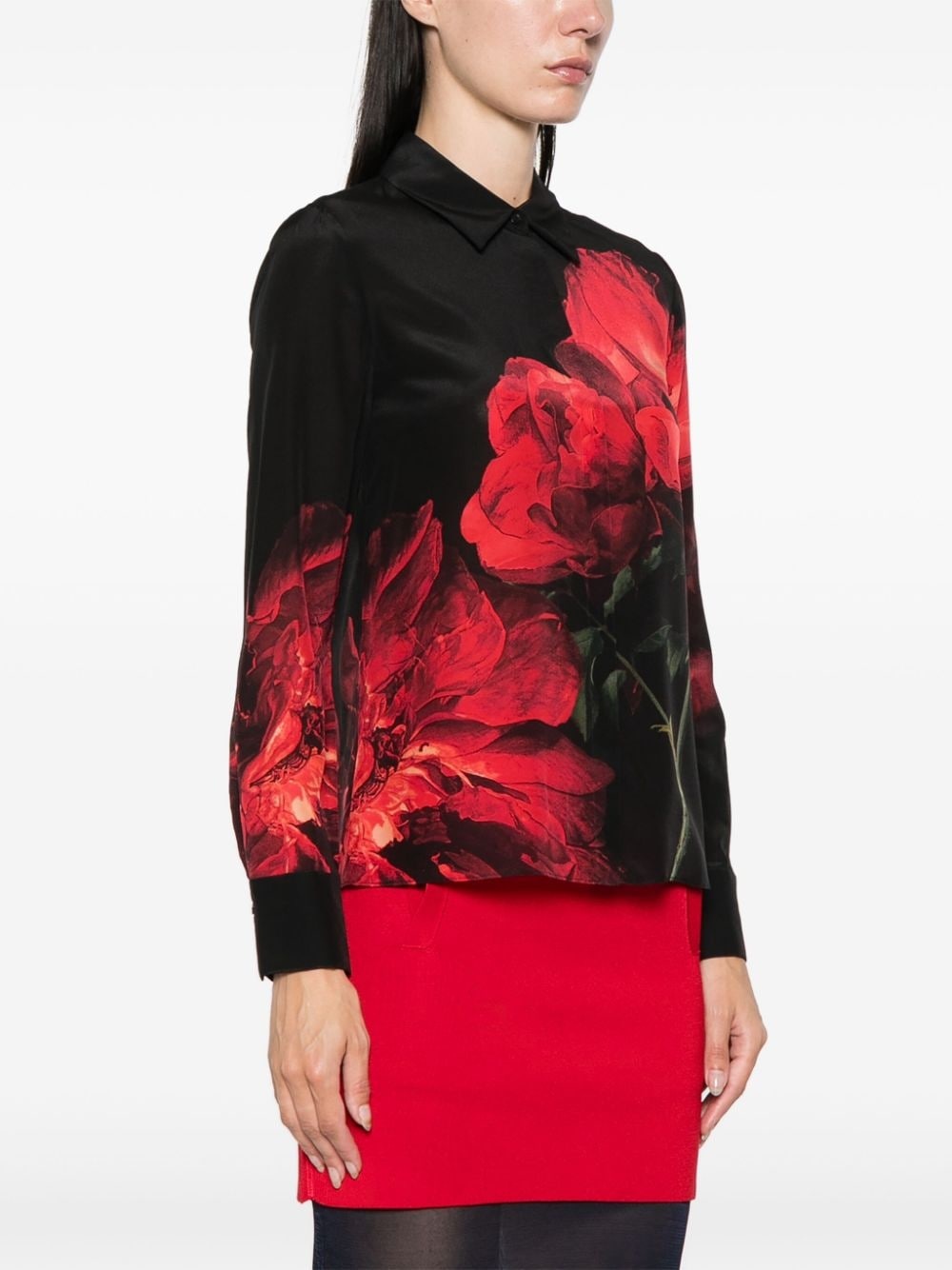 floral-print silk shirt - 3